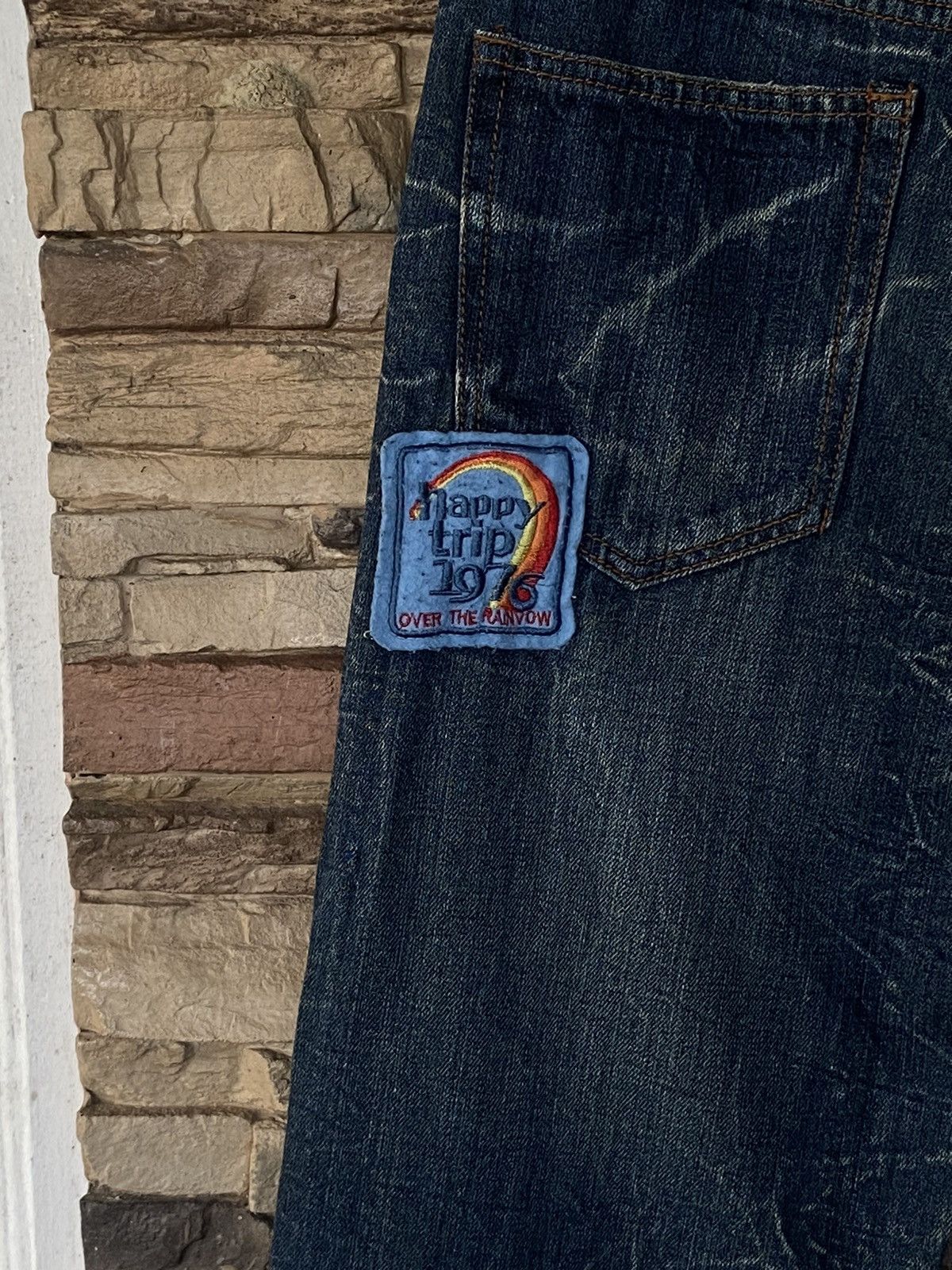 Japanese Brand Rare Flare Patchwork The Highest Hill Distressed Jeans Size US 33 - 18 Thumbnail