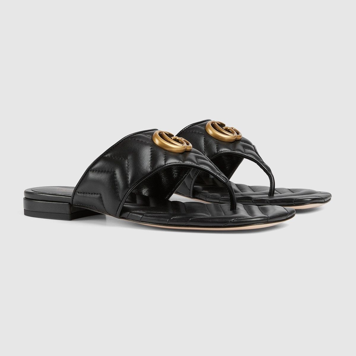 Gucci o1s1wg110125 Double G Thong Sandals Slippers in Black Size US 7 / IT 37 - 2 Thumbnail
