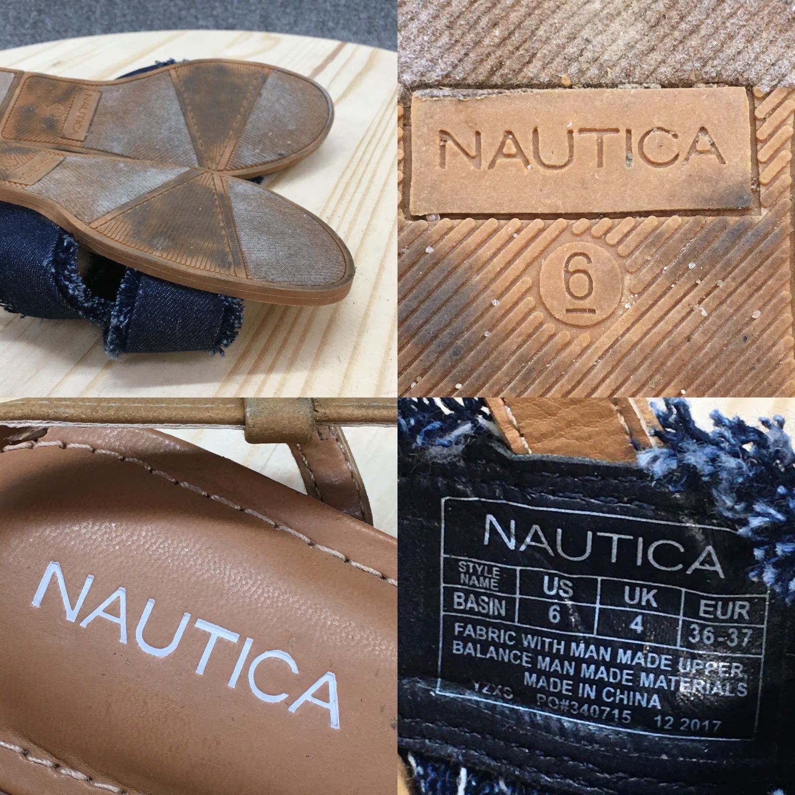 Nautica Nautica Basin Slingback Flats Buckle Straps Casual Blue Fabric Sandals Womens 6 Size US 6 / IT 36 - 9 Thumbnail