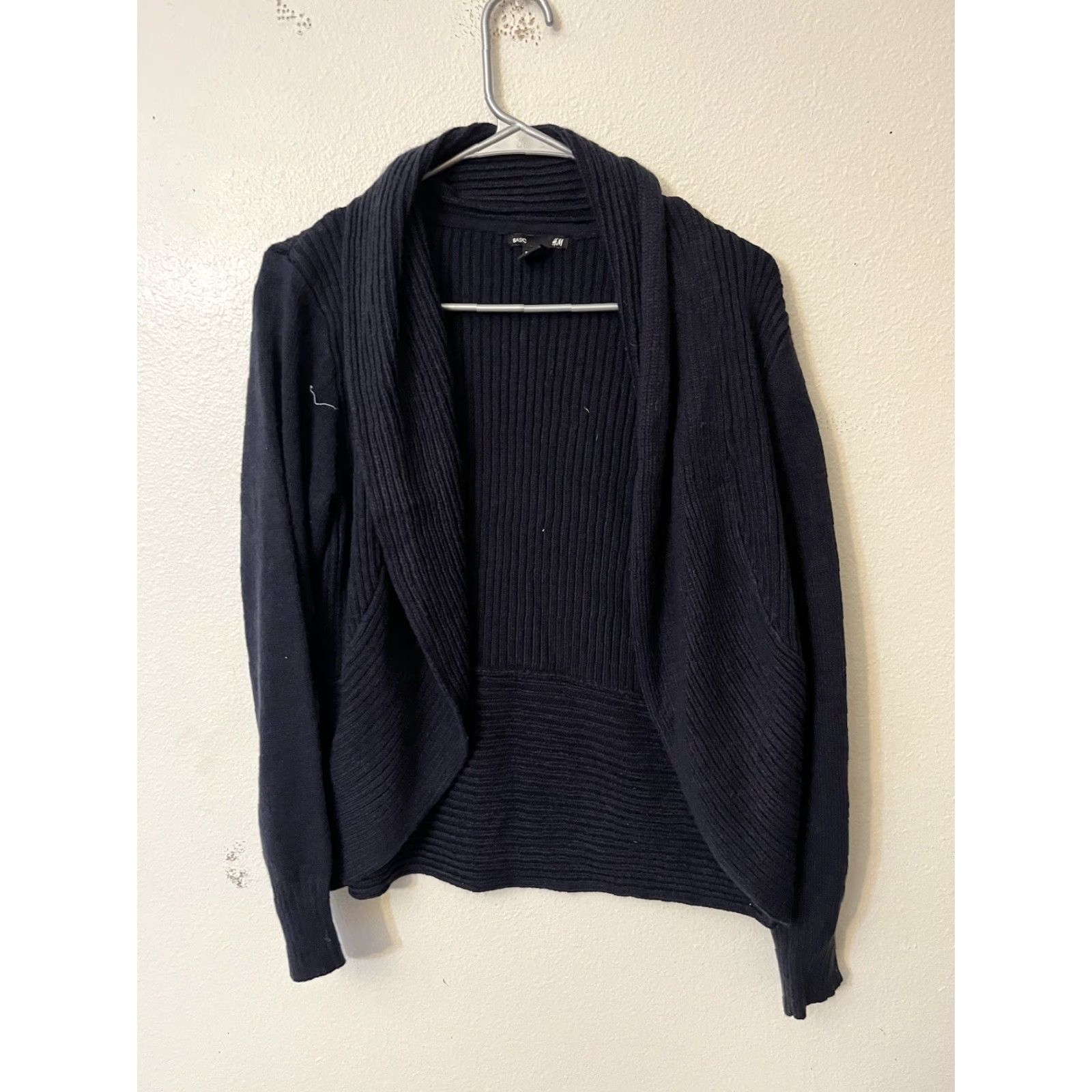 H&M H&M Basic Womens Navy Blue Cardigan Sweater Open Front Knit Medium Size M / US 6-8 / IT 42-44 - 2 Thumbnail
