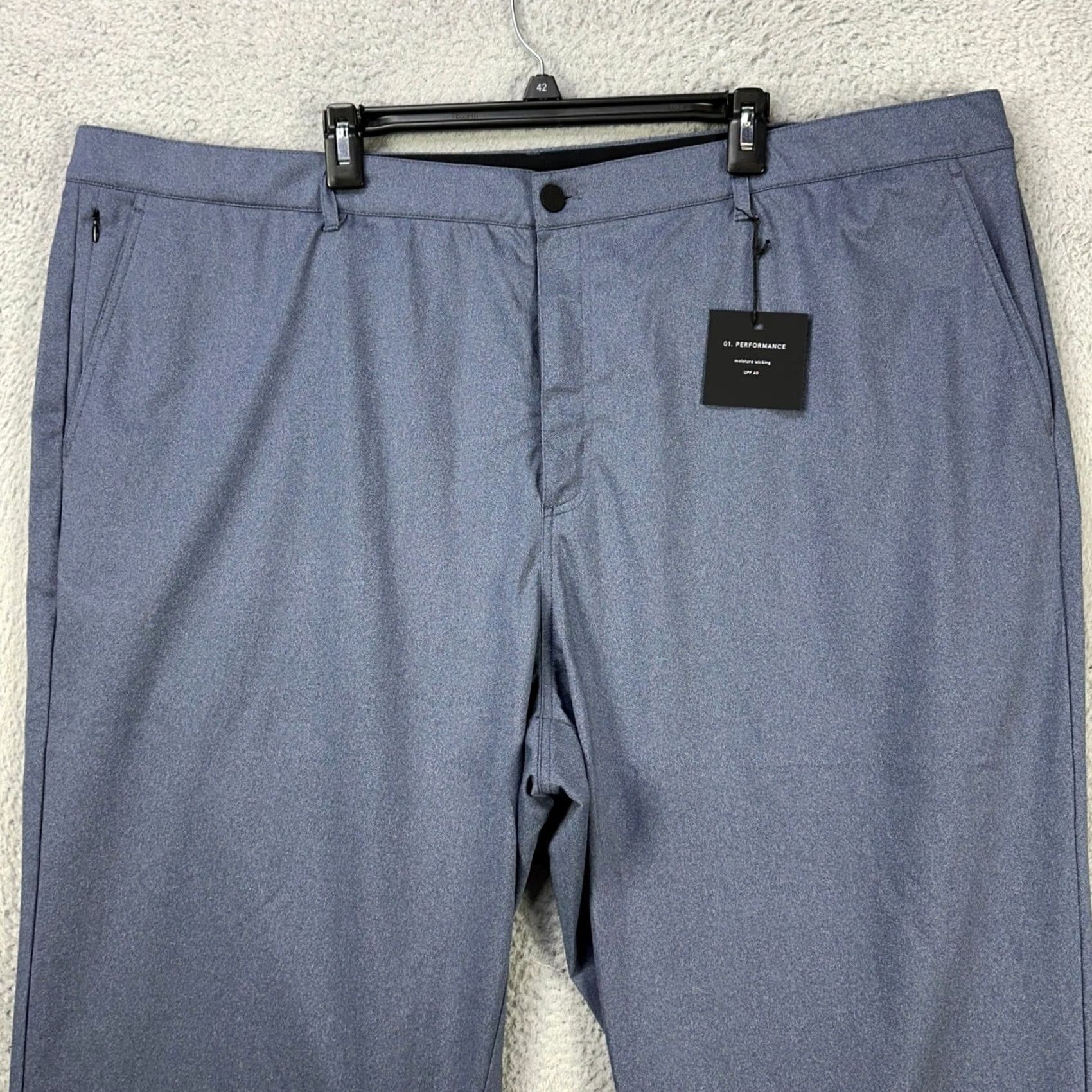 Vintage 01.Algo Mens Chino Pants 44 Blue Performance Tech Flat Front Wicking NEW Size US 44 / EU 60 - 4 Thumbnail