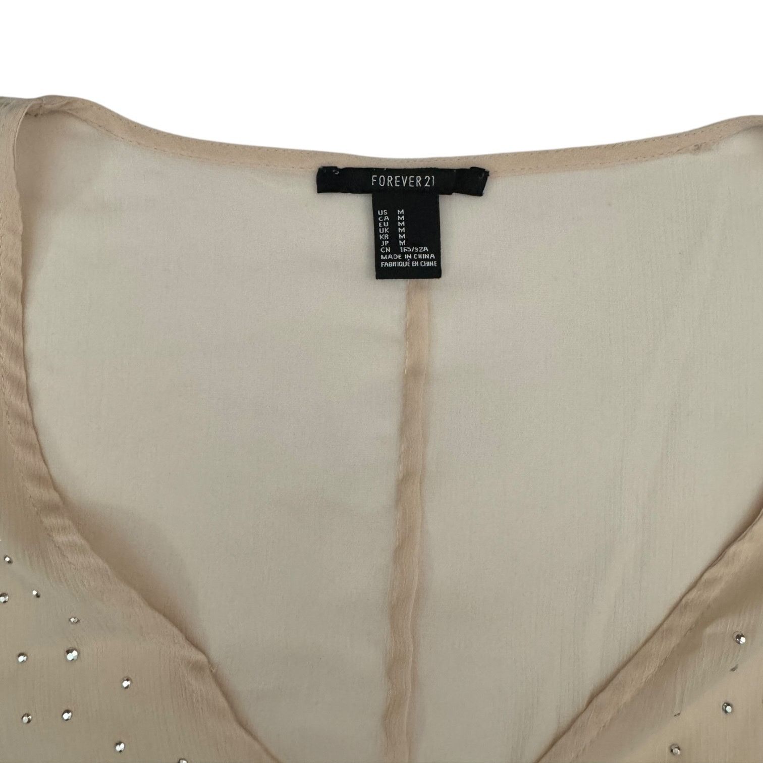 Forever 21 Forever 21 Women’s Tan Sheer Blouse w/Button Accents Medium Size M / US 6-8 / IT 42-44 - 2 Thumbnail
