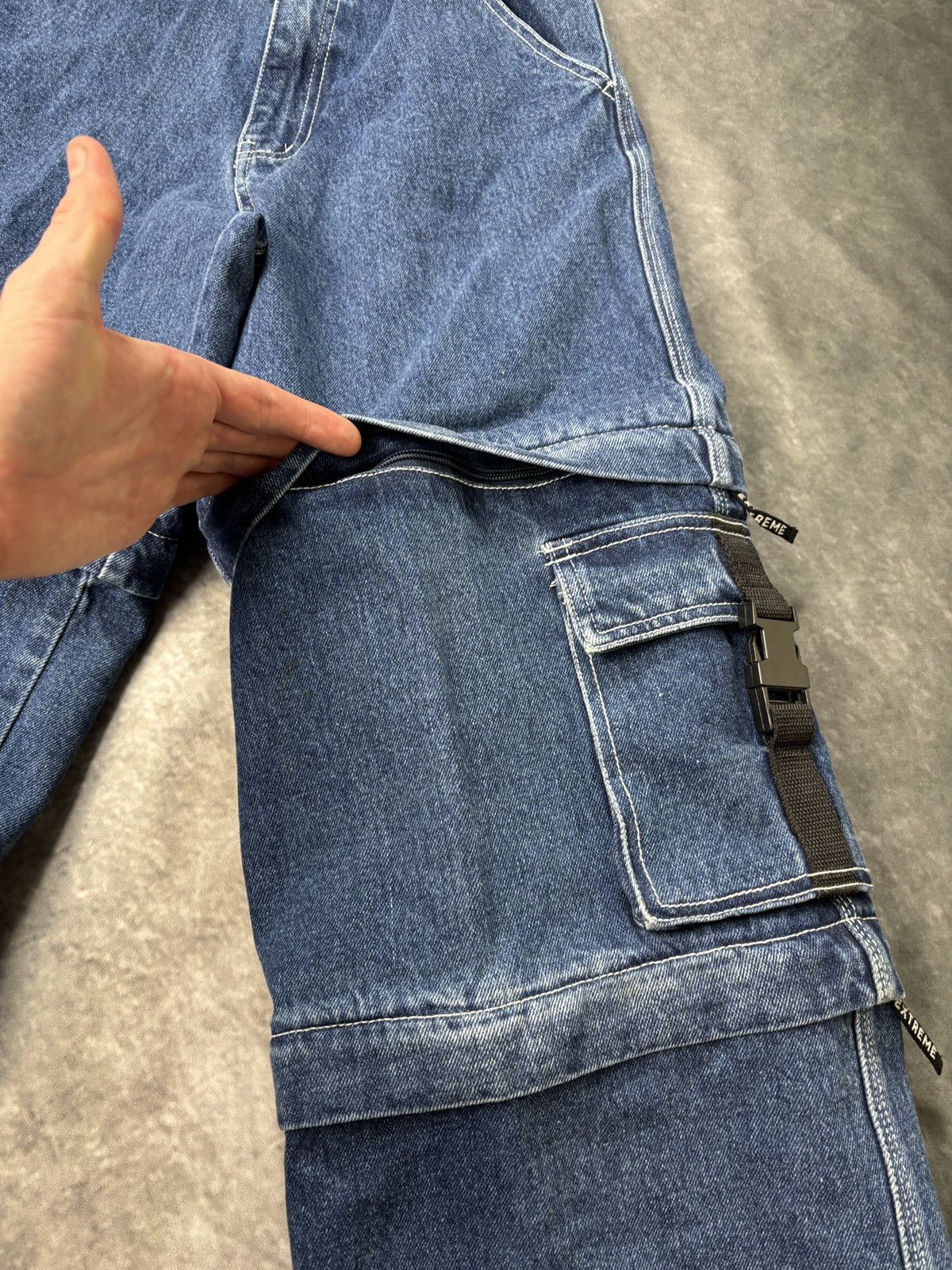 JNCO × Southpole × Vintage 1990s Extreme Zone Denim Cargo Pants Vintage Rave Jorts Zip Size 26" / US 2 / IT 38 - 17 Thumbnail