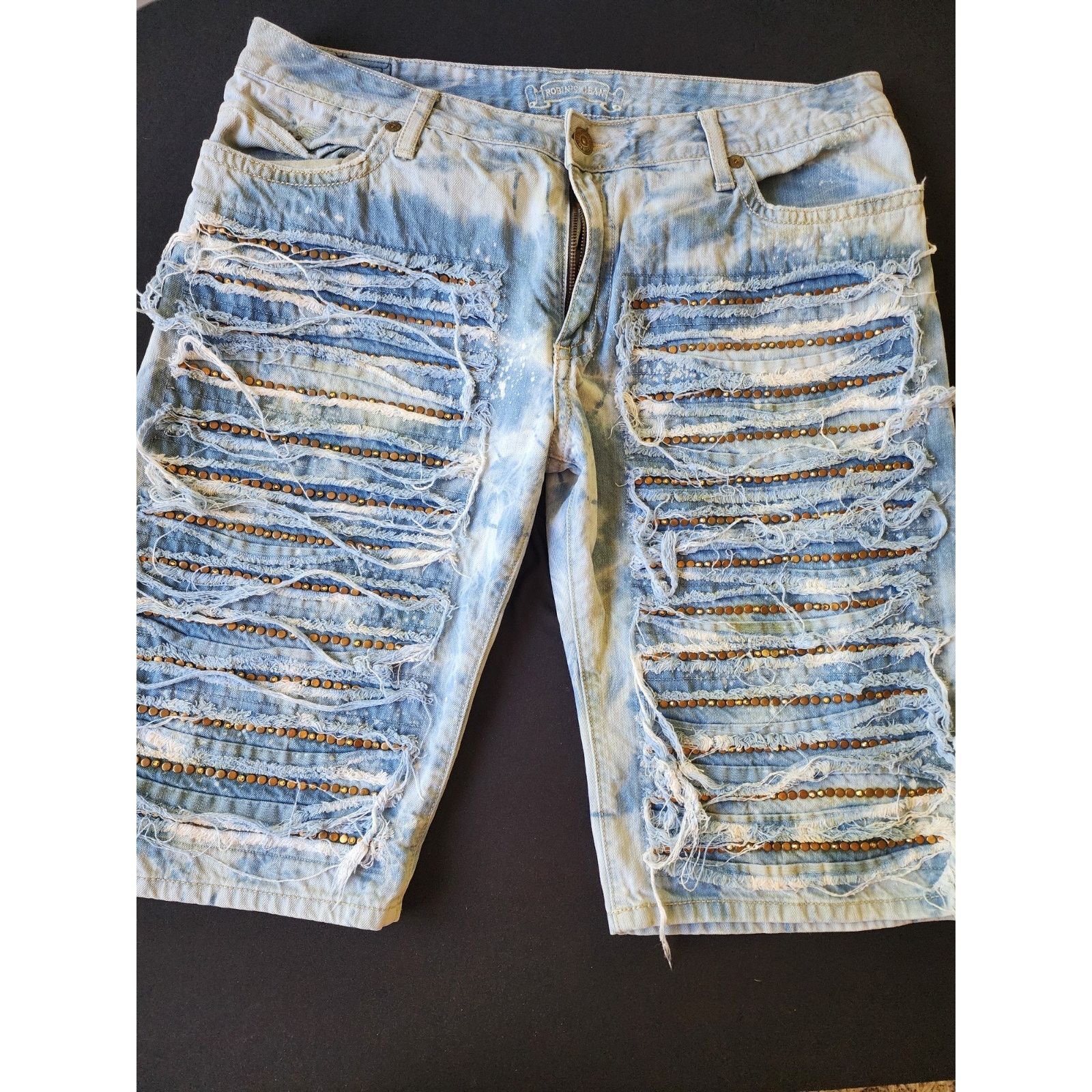 Robins Jeans Robin’s Jean Mens Destroyed Rhinestones Studded Shorts Size US 42 / EU 58 - 8 Thumbnail