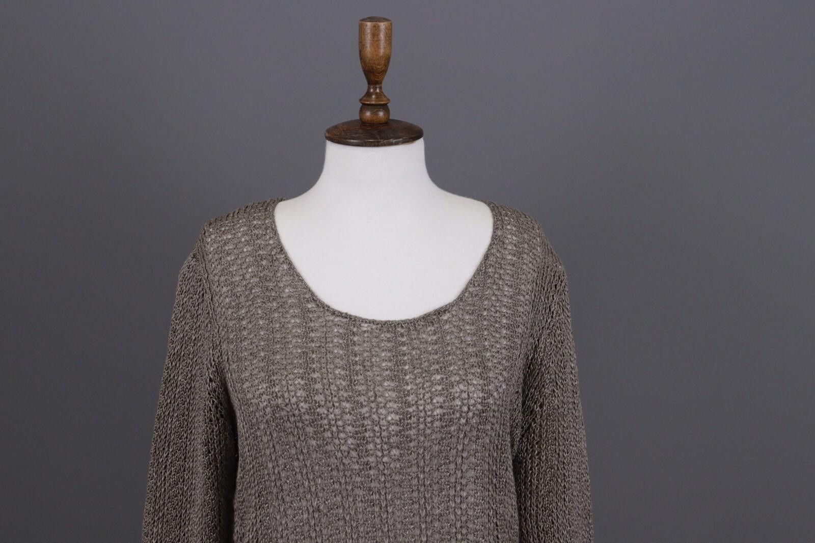 Oscar De La Renta Oska Brown Lagenlook Relaxed Linen Sweater Size 2 / M Size XS / US 0-2 / IT 36-38 - 2 Thumbnail