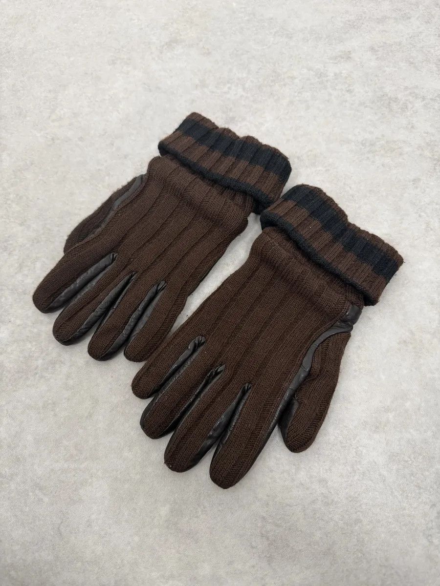Dolce & Gabbana 2000s Dolce & Gabbana Brown Wool & Black Leather Gloves Size ONE SIZE - 4 Thumbnail