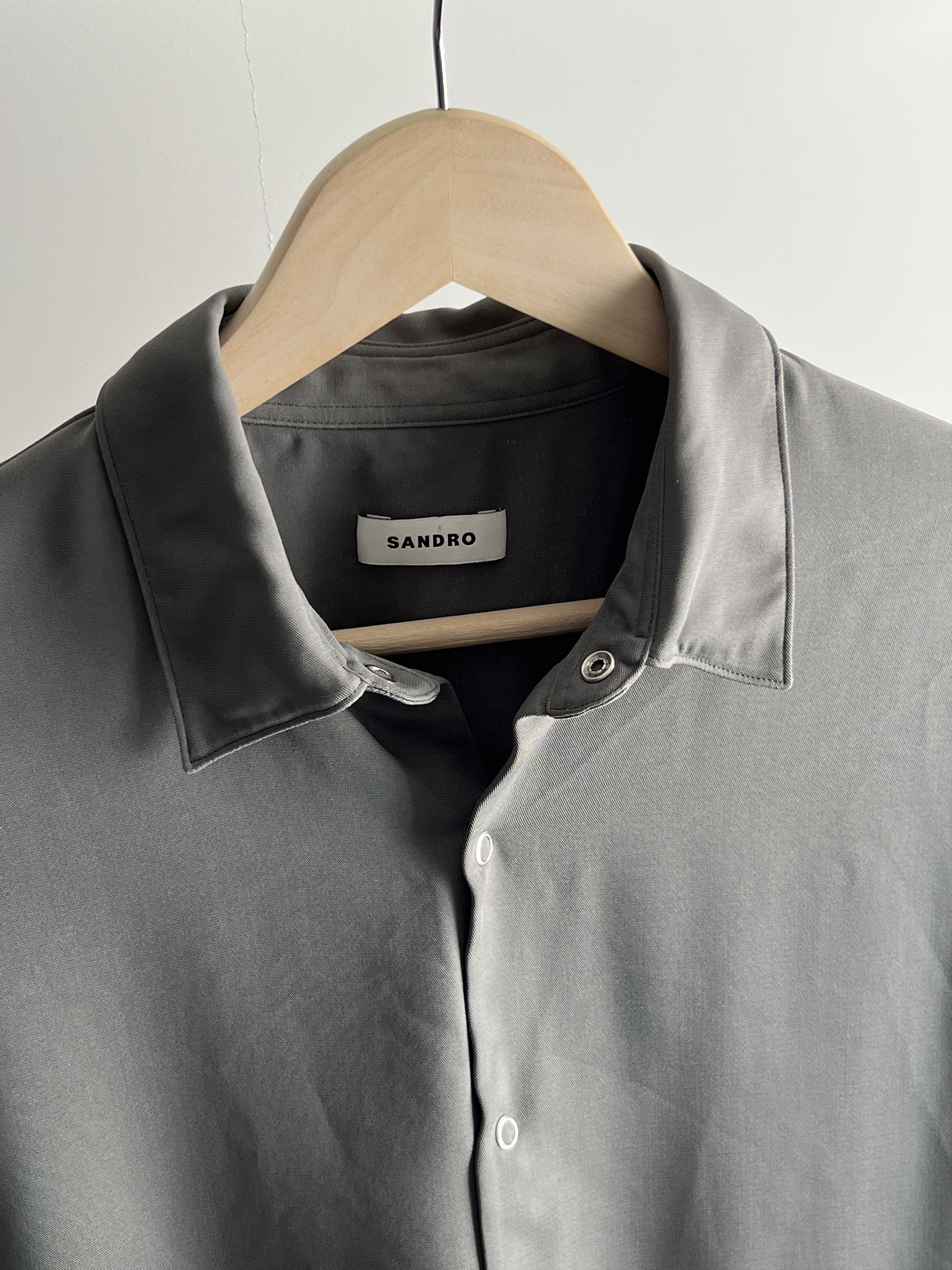 Sandro Short Sleeve Shirt Sandro Lyocell-blend Grey Regular Button Size US M / EU 48-50 / 2 - 2 Thumbnail
