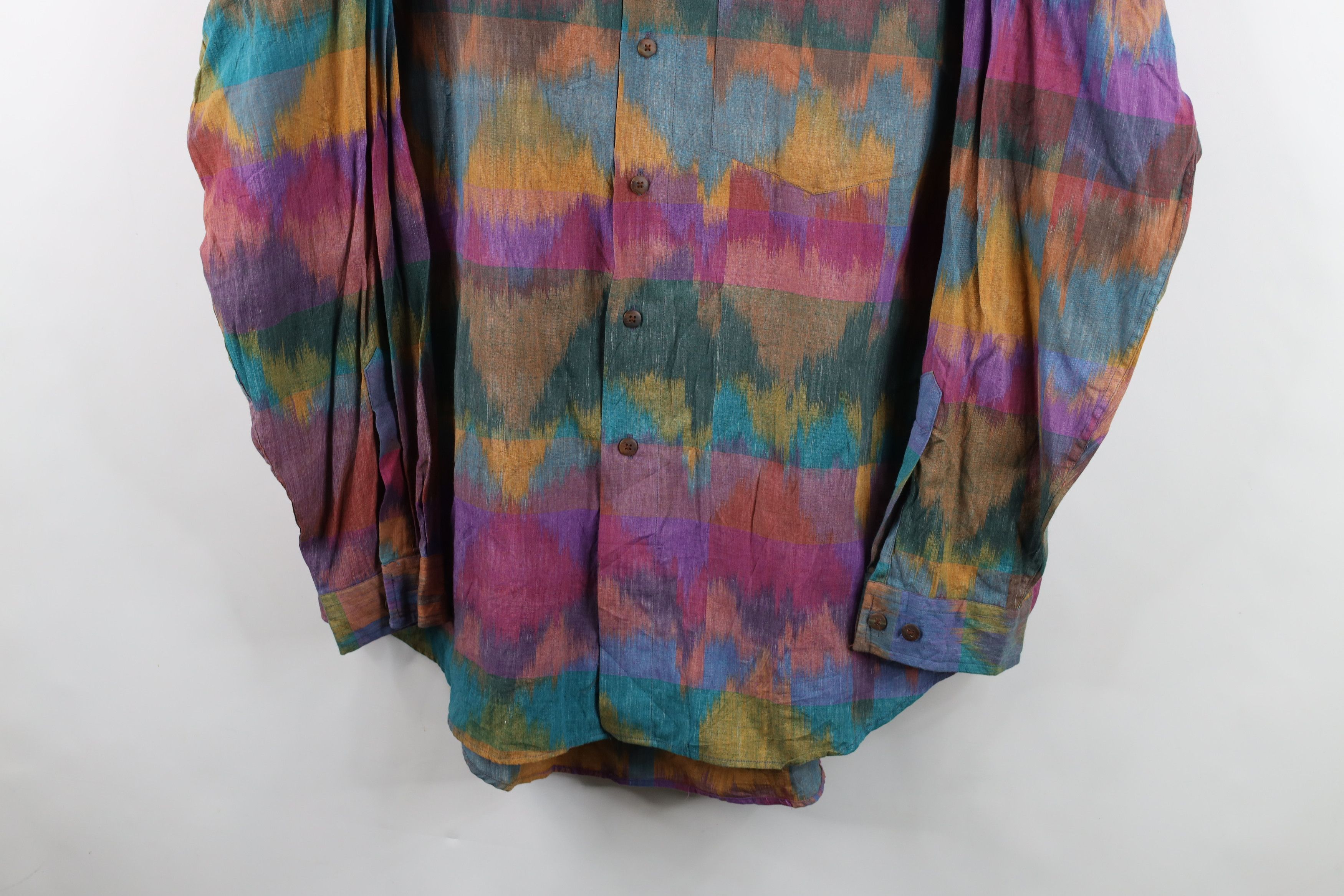 Vintage Vintage 90s Streetwear Gauzy Cotton Collared Button Shirt Size US L / EU 52-54 / 3 - 3 Thumbnail