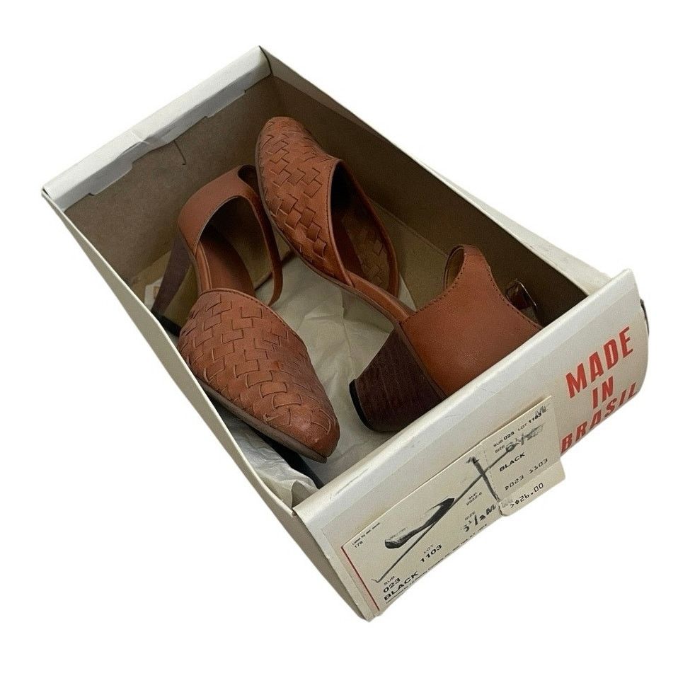 Vintage Vtg 70s Jacques Cohen Terracotta Woven Leather Heels Size US 6 / IT 36 - 9 Thumbnail