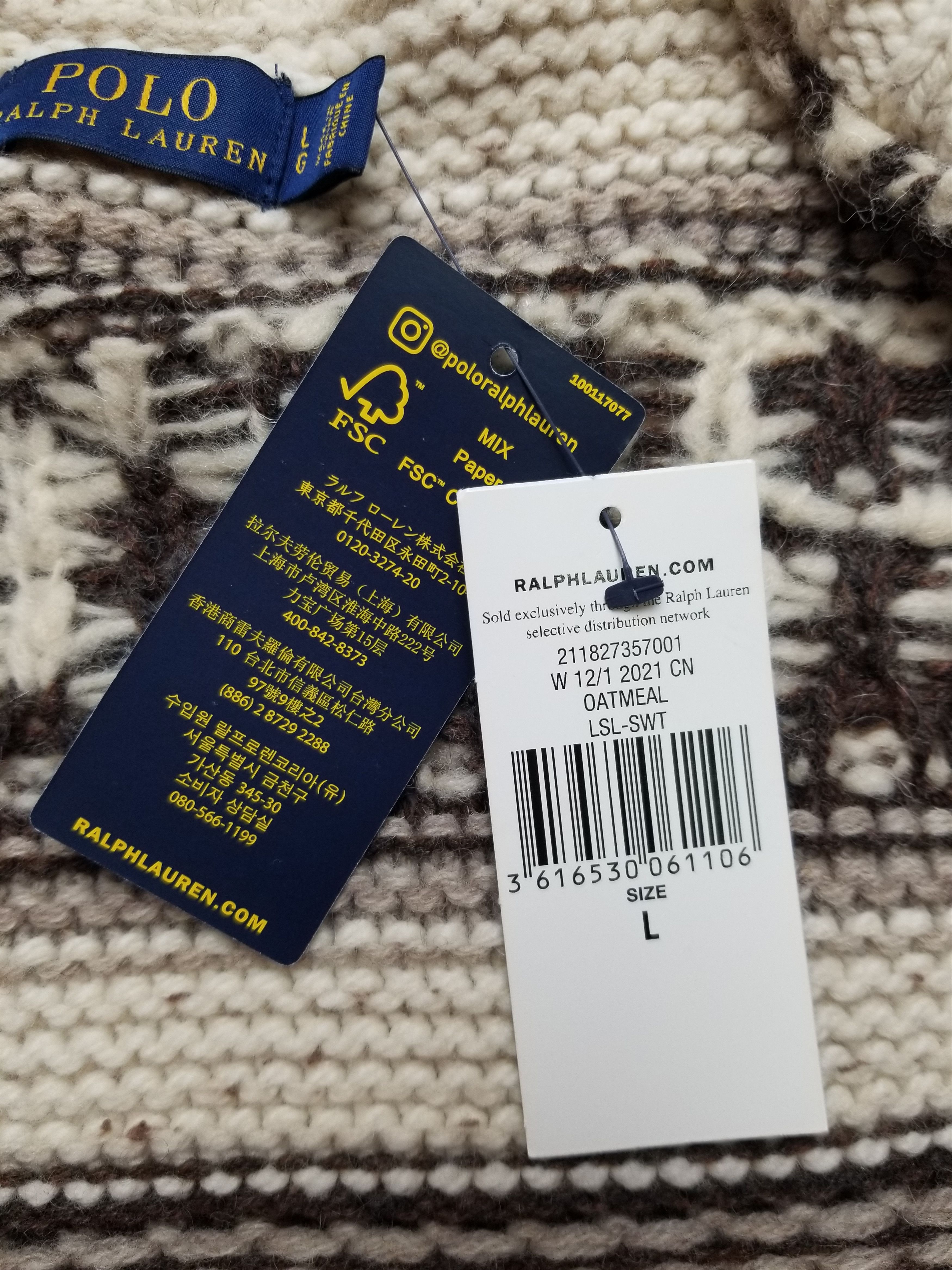 Polo Ralph Lauren New Polo Ralph Lauren Fringe-Trim Shawl Wool Cardigan Size L / US 10 / IT 46 - 16 Thumbnail