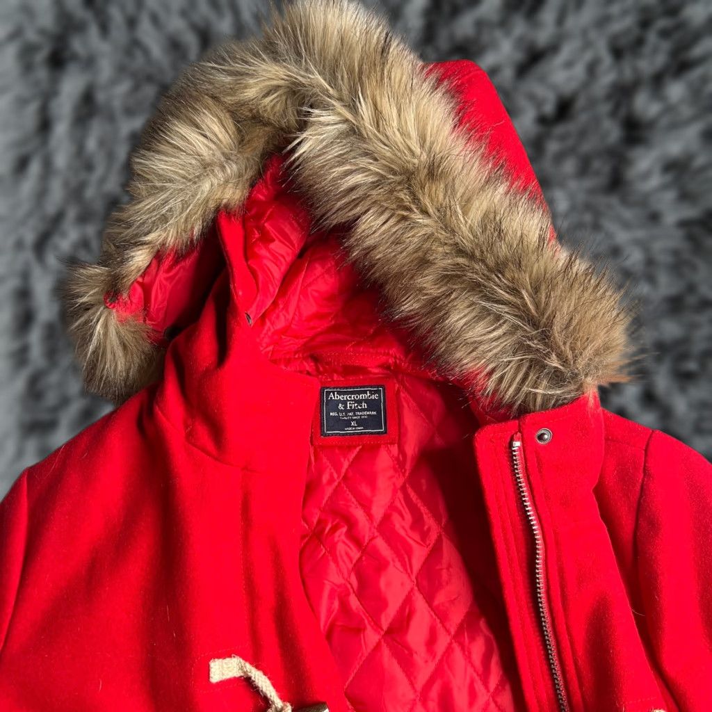 Abercrombie & Fitch VINTAGE Abercrombie & Fitch Red Wool Duffle Coat Hood Womens XL Winter Jacket Size XL / US 12-14 / IT 48-50 - 1 Thumbnail