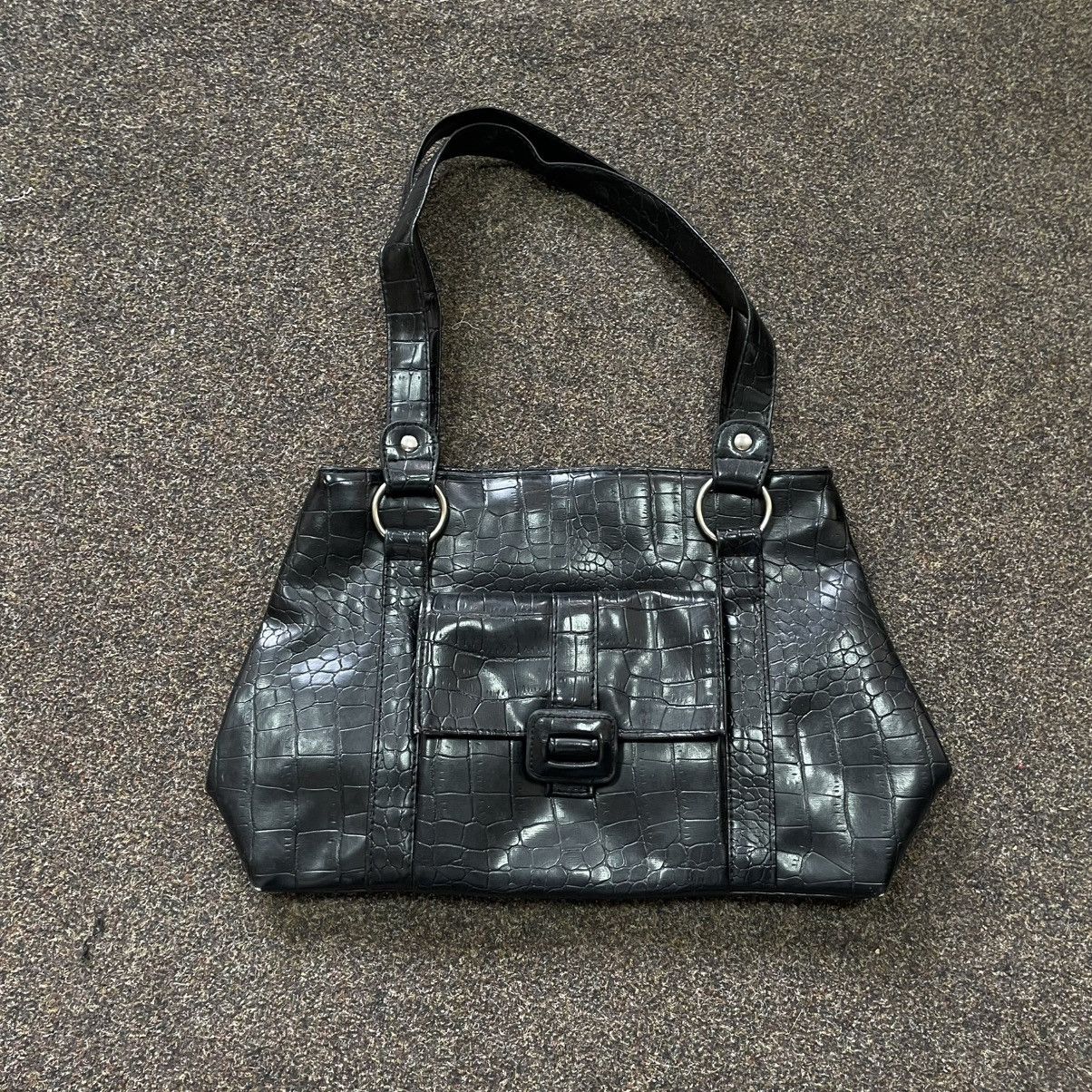 Japanese Brand × Vintage RARE Glossy Black Croc Y2K Bag – Rare Indie Sleaze Purse 90s Size ONE SIZE - 2 Thumbnail