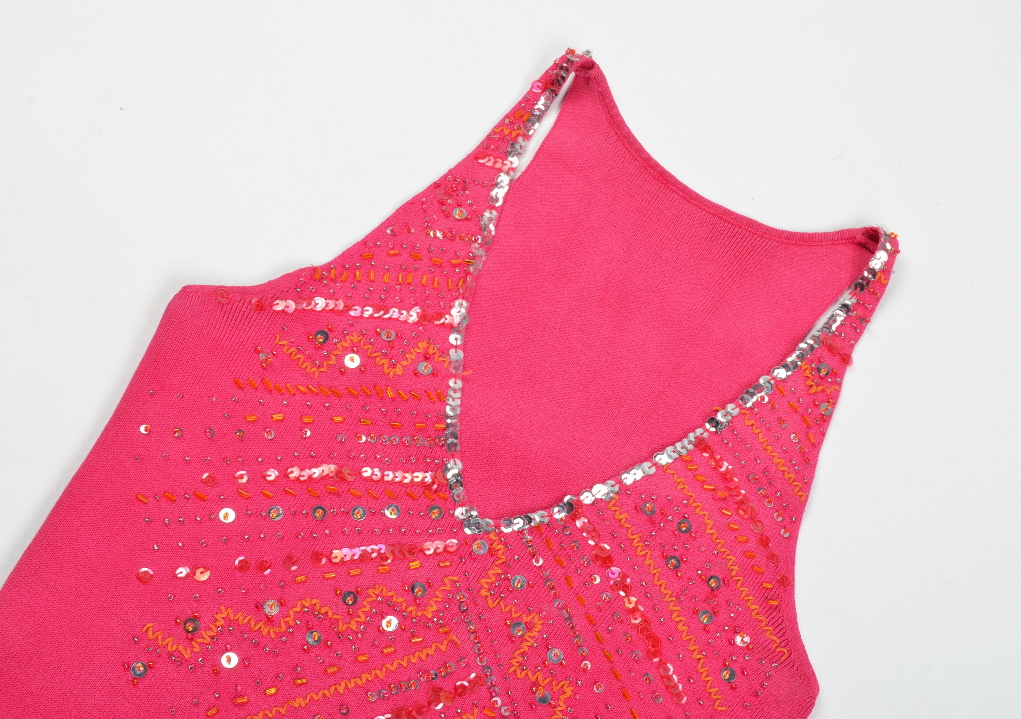 NEXT Vintage Next Y2K Glam Pink Beaded V-Neck Top Size S / US 4 / IT 40 - 4 Thumbnail