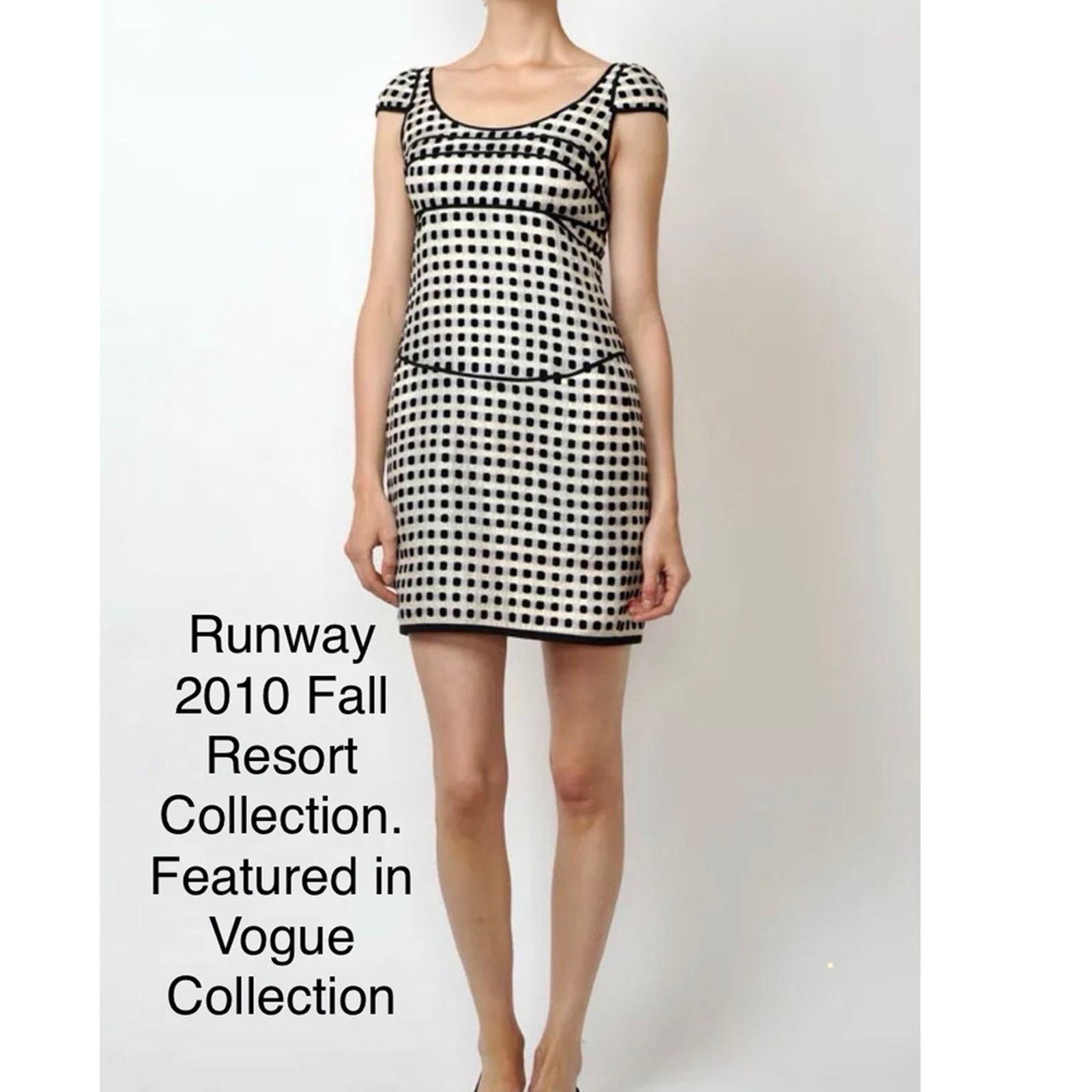 Narciso Rodriguez Silk blend gingham knit pencil dress 2010 runway Size L / US 10 / IT 46 - 9 Thumbnail