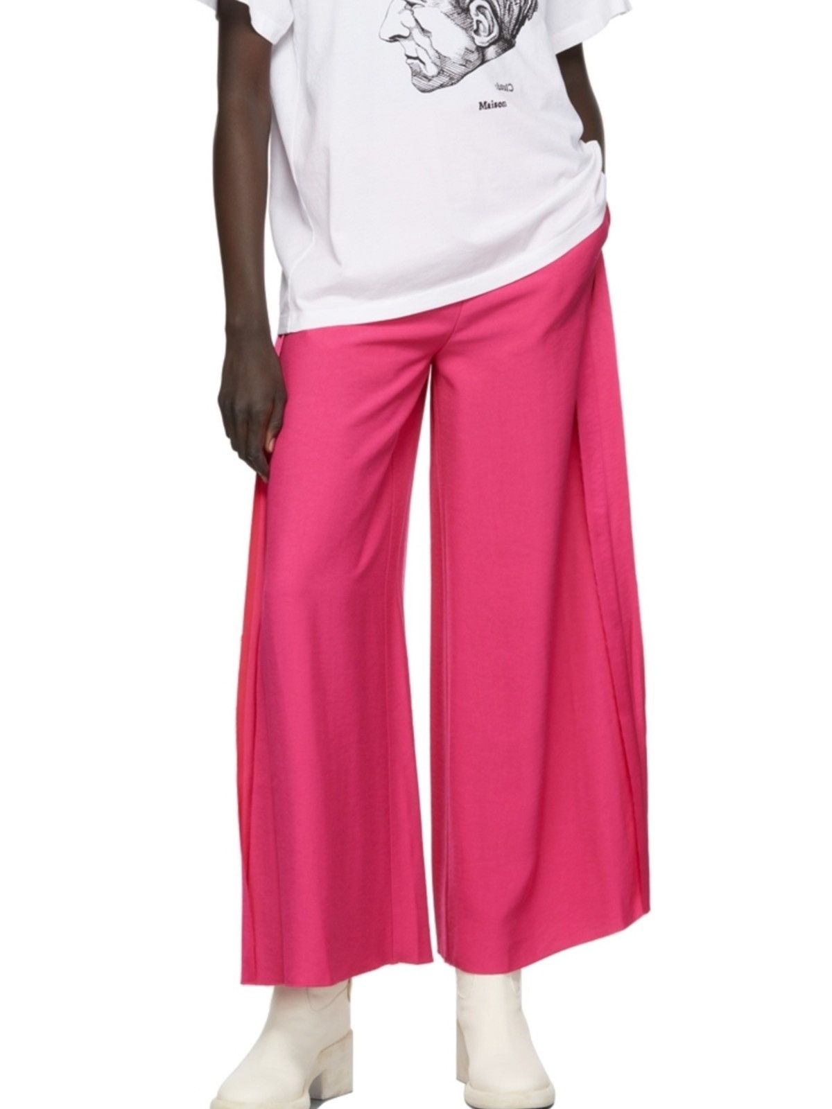 image of Mm6 Maison Margiela Pink Extra Wide-Leg Trousers, Women's (Size 40)