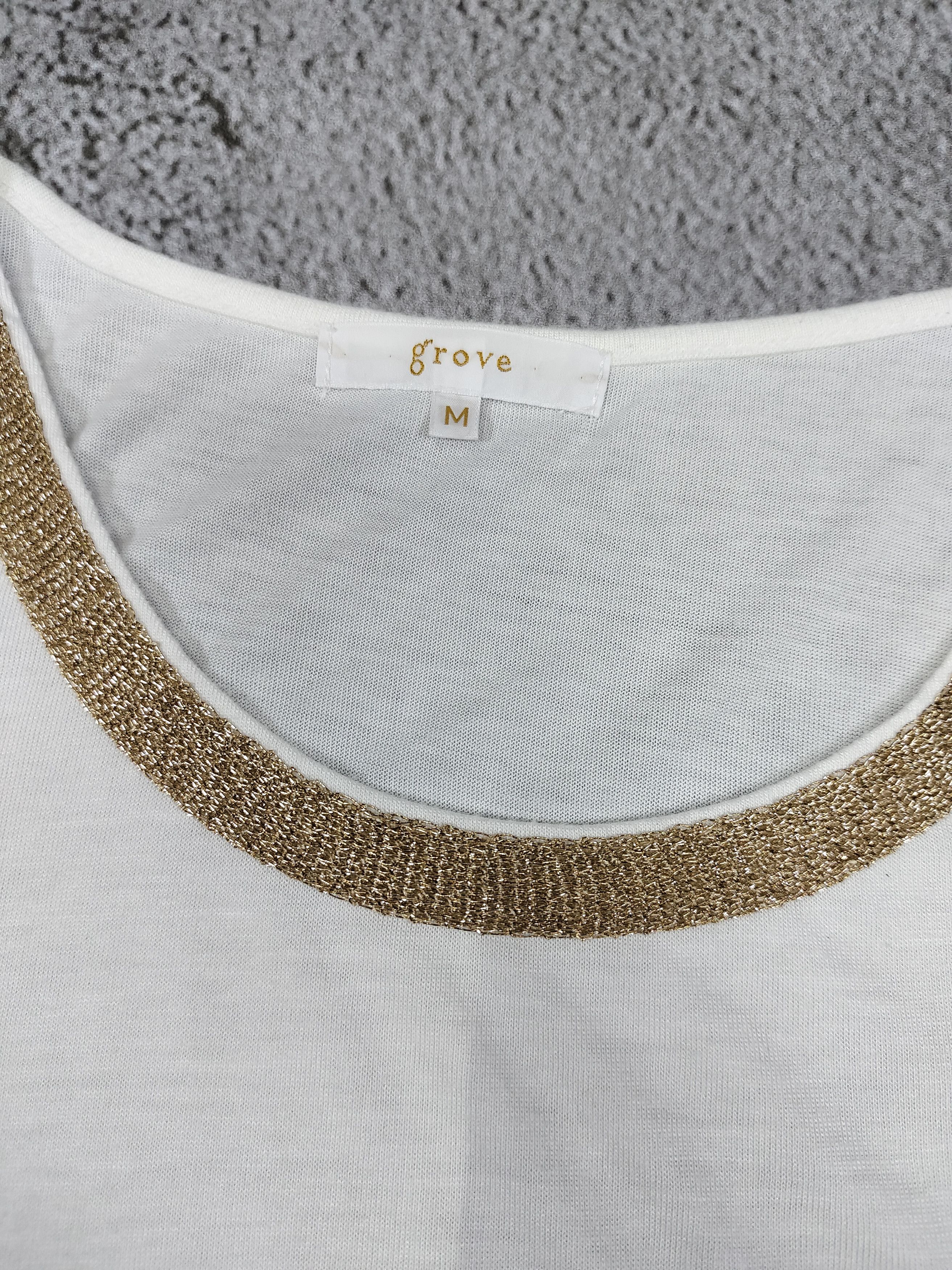 Japanese Brand GROVE🇯🇵 Gold Trim Scoop Neck Rayon Blend Long Sleeve Size M / US 6-8 / IT 42-44 - 8 Thumbnail