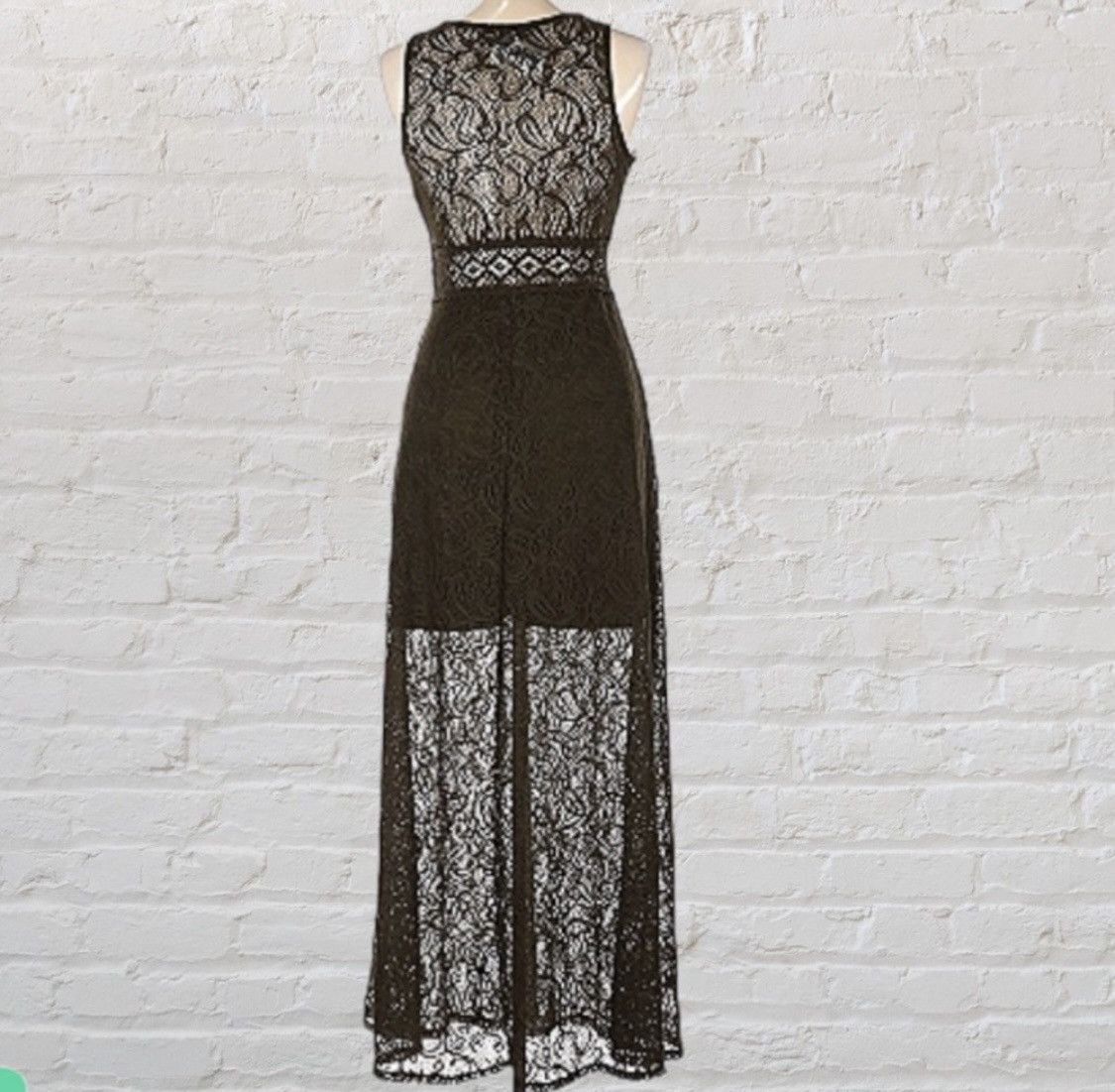 Other OLIVE CROCHET SLEEVELESS EMBROIDERED LACE MINI MAXI DRESS Size L / US 10 / IT 46 - 10 Thumbnail