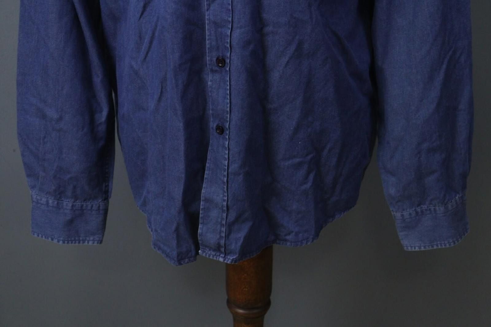 Designer Blueberry London Navy Lyocell Button Front Shirt Size XL Size US XL / EU 56 / 4 - 3 Thumbnail