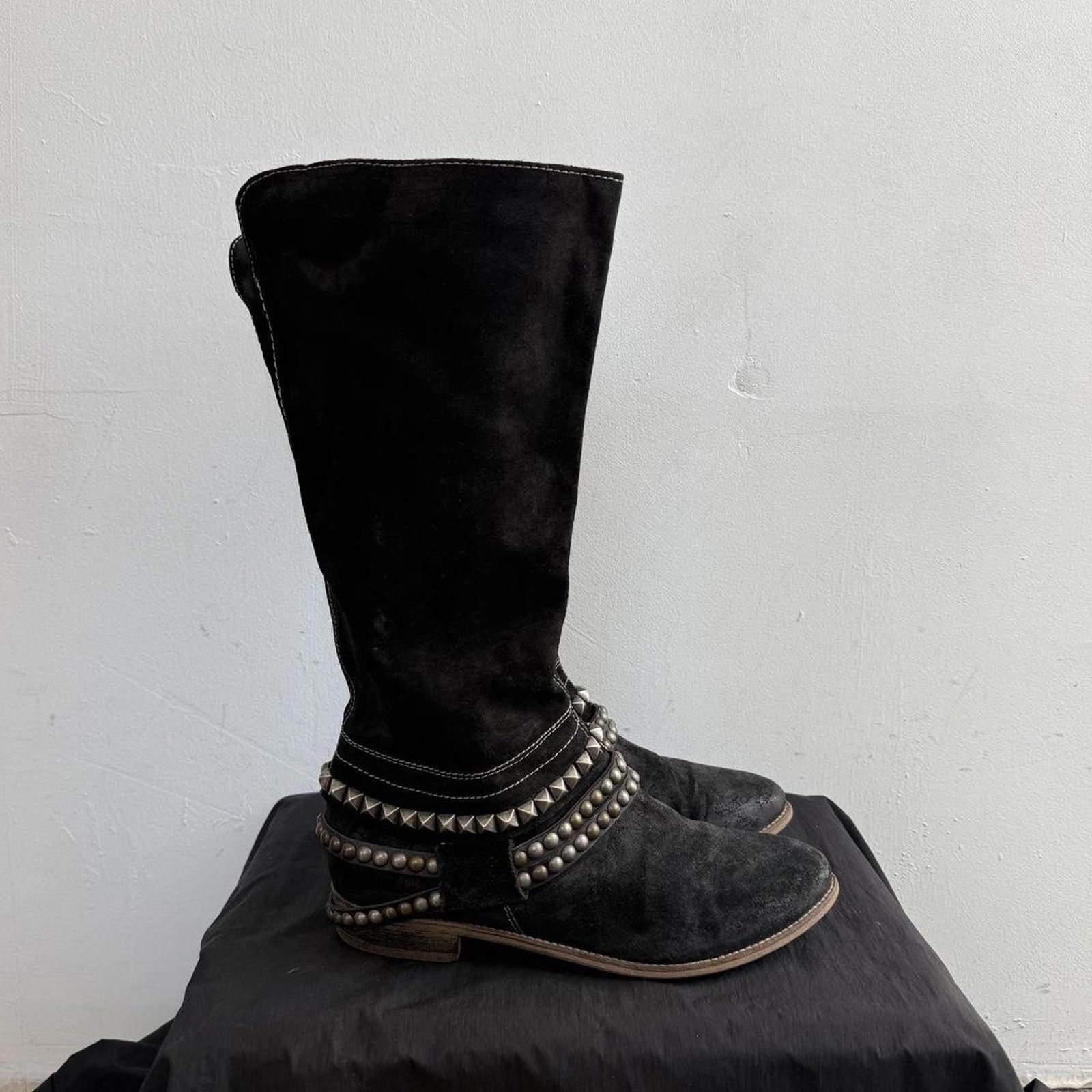 Mickey Mouse Mjus Avant Garde Suede Knee High Studded Boots Size US 7 / IT 37 - 1 Thumbnail