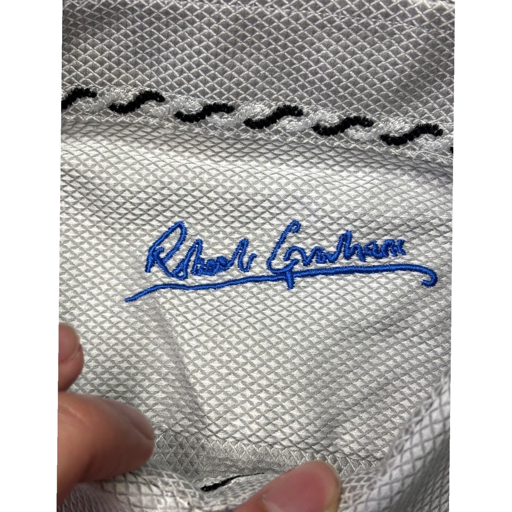 Robert Graham Robert Graham Mens Grey Textured Diamond Weave Button Down Shirt M 15.5 Gray Cotton Button-Up Embroidered 44 in Chest Classic" Size US M / EU 48-50 / 2 - 5 Thumbnail
