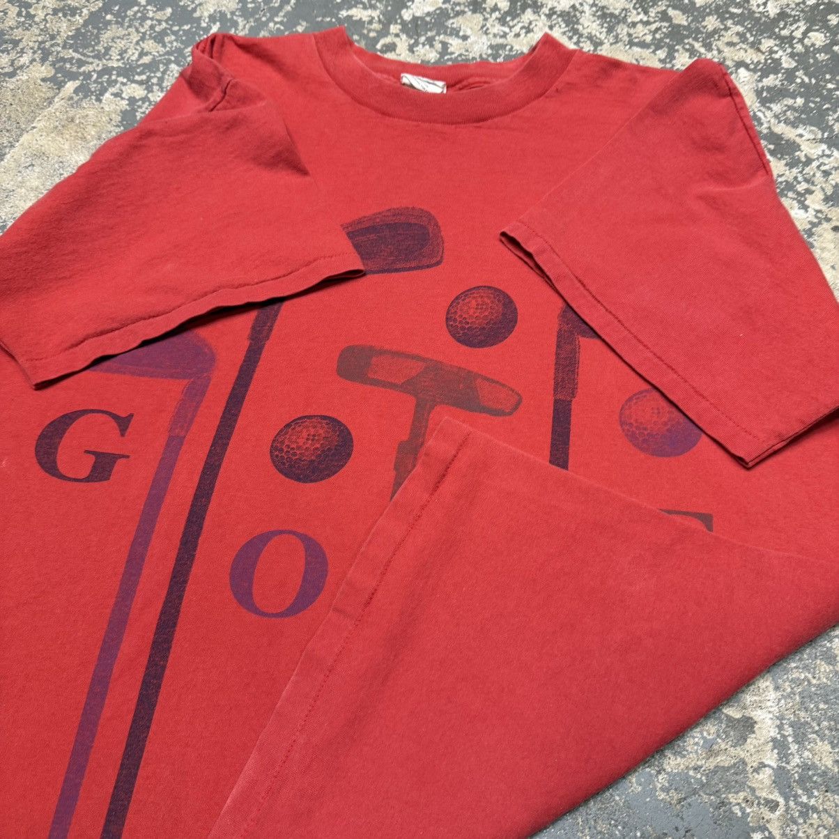 Vintage Vintage Golf All Over Front Big Graphic Red 90s Tshirt Size US L / EU 52-54 / 3 - 3 Thumbnail