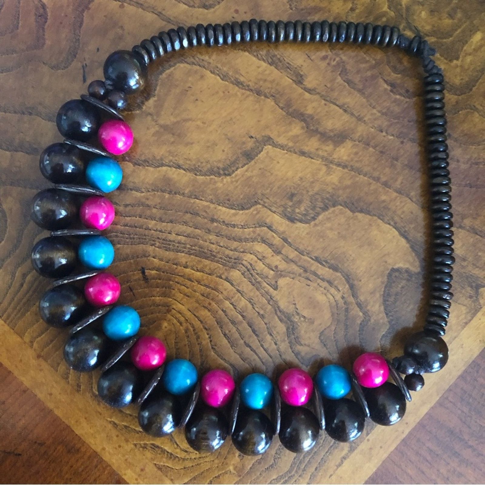 Jewelry Bold chunky multi tone painted wood bead necklace Size ONE SIZE - 8 Thumbnail