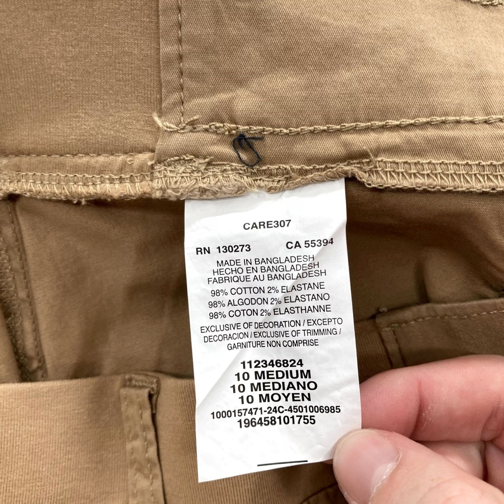 Lee Lee Skimmer Pants Womens 10 Medium Ultra Lux Comfort Cropped Mid Rise Stretch Beige Twill 98% Cotton 2% Elastane Pockets Logo Casual Travel Size 32" / US 10 / IT 46 - 4 Thumbnail