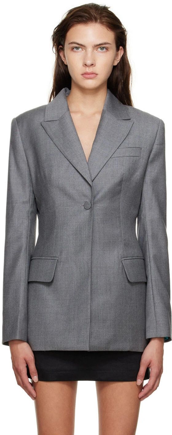 Image of Aya Muse O1Mle0424 Palm Blazer In Gray in Grey, Women's (Size XS)