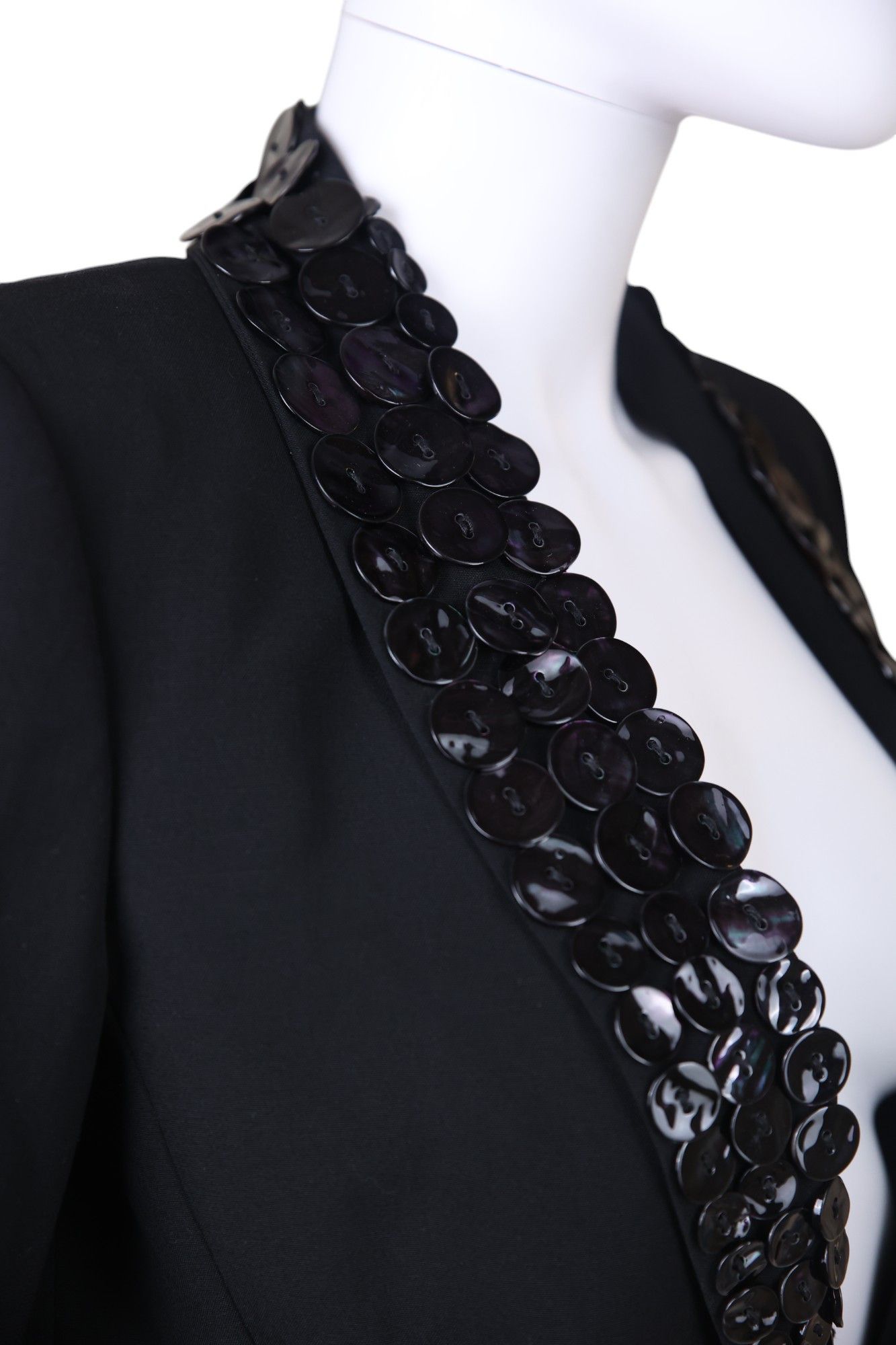 Jean Paul Gaultier S/S 2003 Black wool button embellished blazer Size S / US 4 / IT 40 - 6 Thumbnail