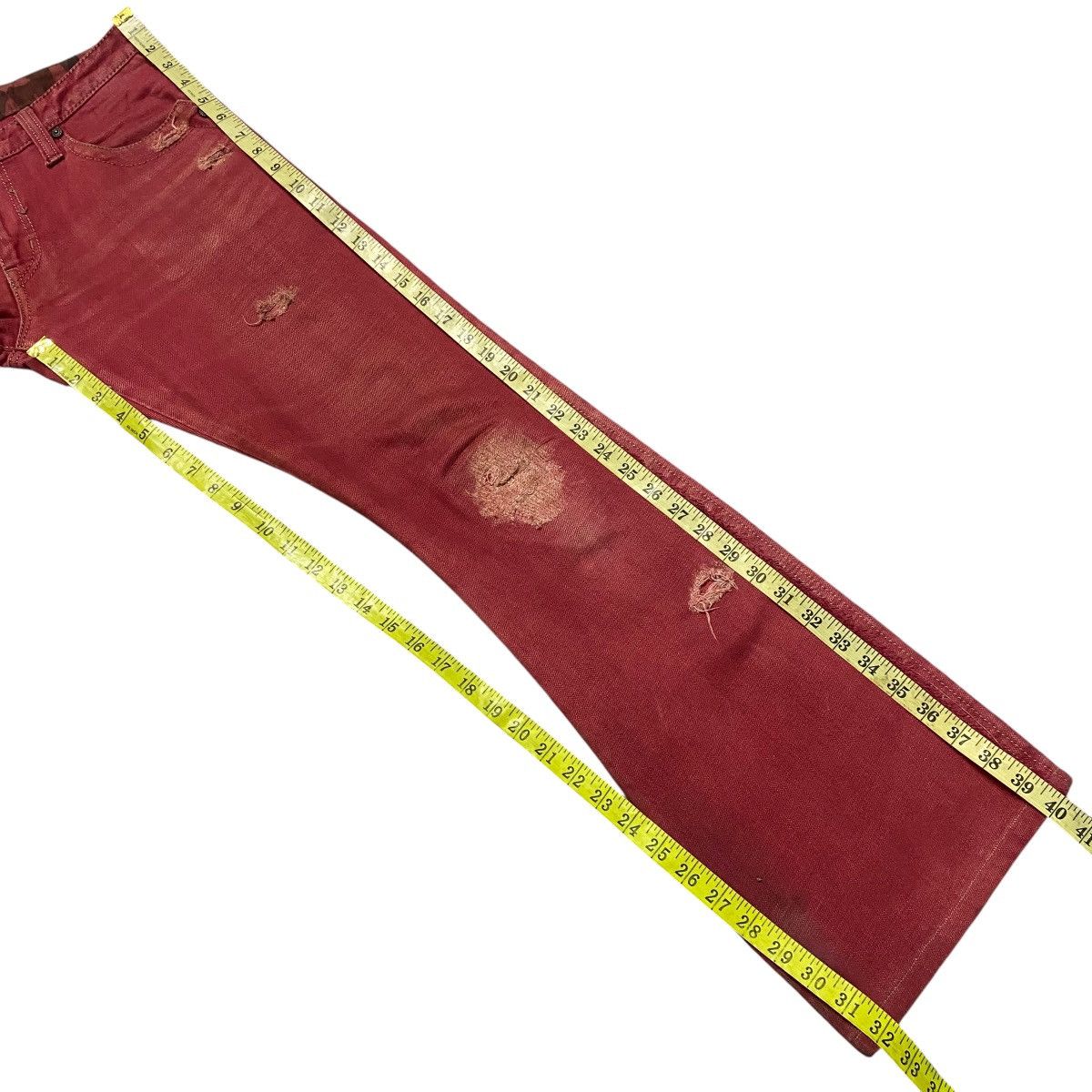 Obelisk Obelisk Red Blood Hole Distressed Denim Flare Jeans Size US 29 - 20 Thumbnail