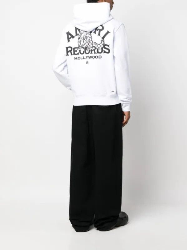 Amiri o1gr1nt0325 Records Wolf Hoodie in White Size US XXL / EU 58 / 5 - 2 Thumbnail