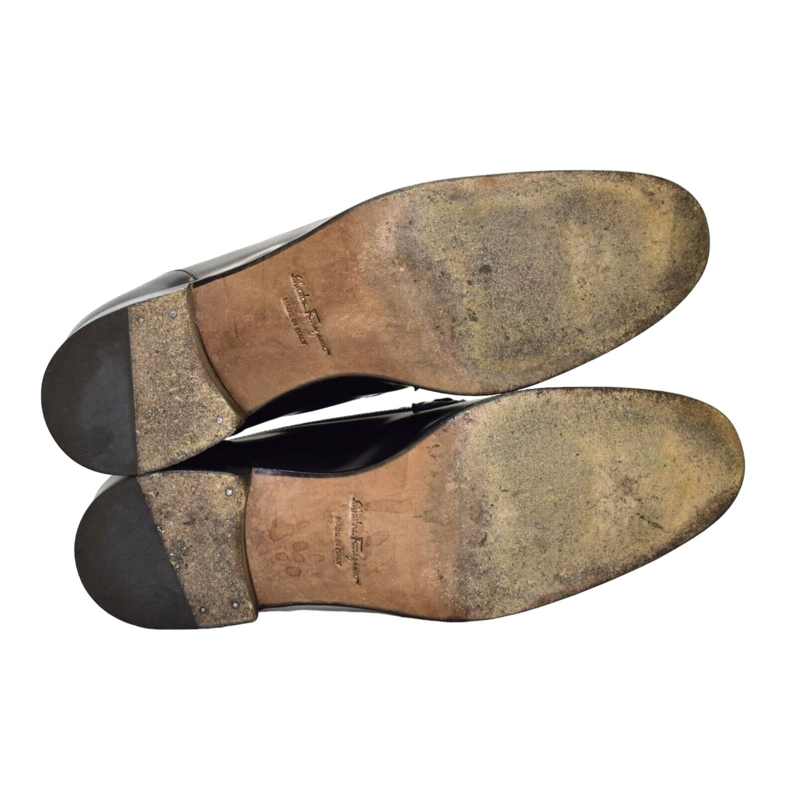 Salvatore Ferragamo B4 SALVATORE FERRAGAMO Reed Black Leather Shoes Sz 9B $495 Size US 9 / EU 42 - 5 Thumbnail
