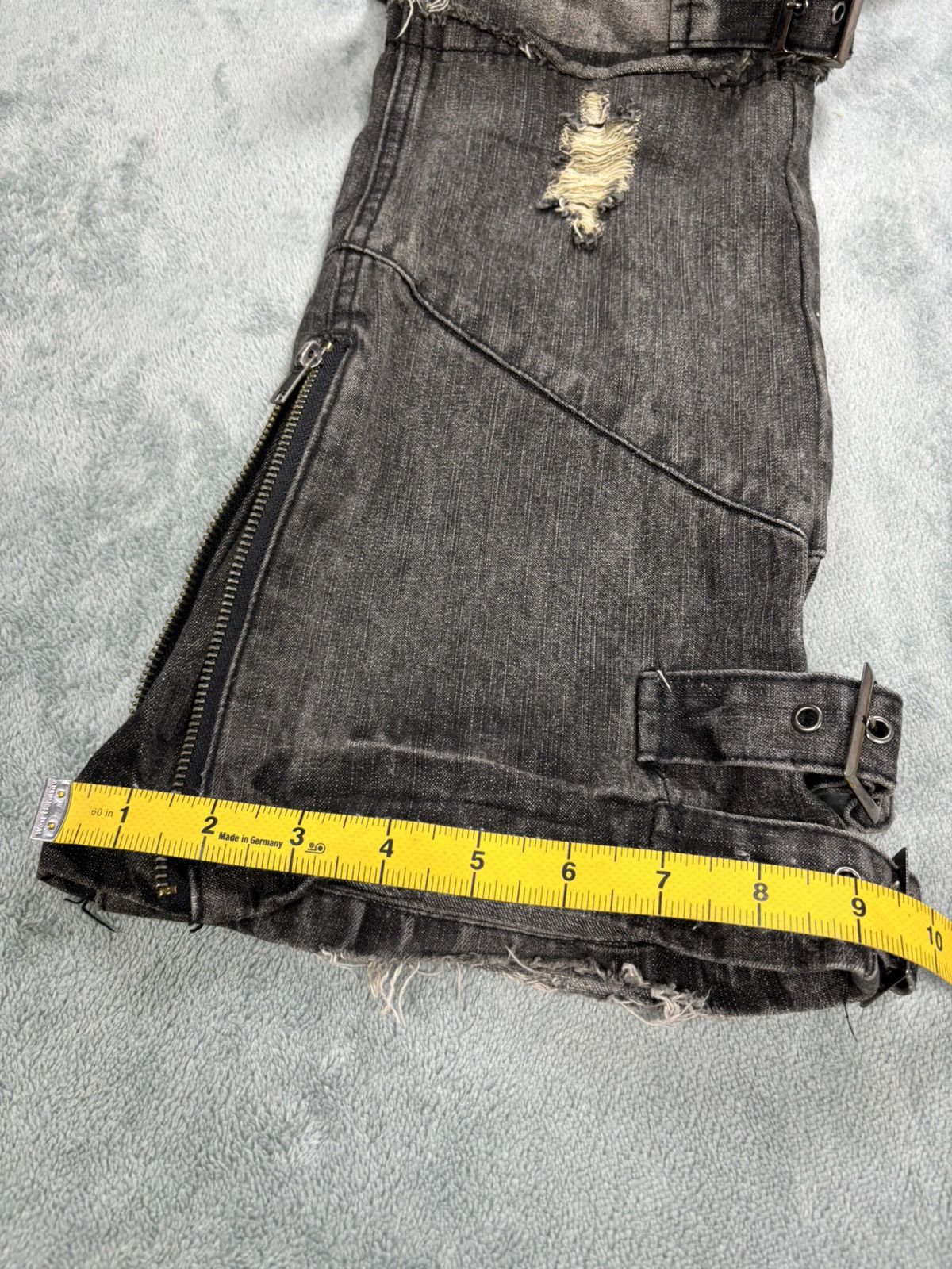 14th Addiction Black Boccaro Bondage Distressed Flared Jeans S0222 Size US 29 - 20 Thumbnail
