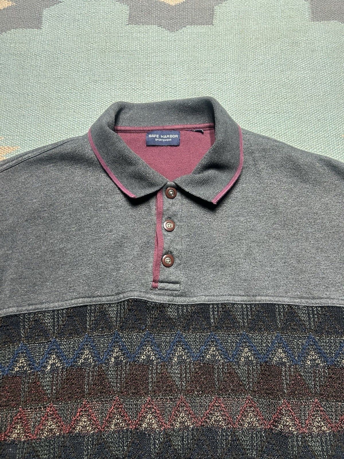 Vintage Vtg pullover sweatshirt safe harbor knit sweat Henley polo L Size US L / EU 52-54 / 3 - 4 Thumbnail