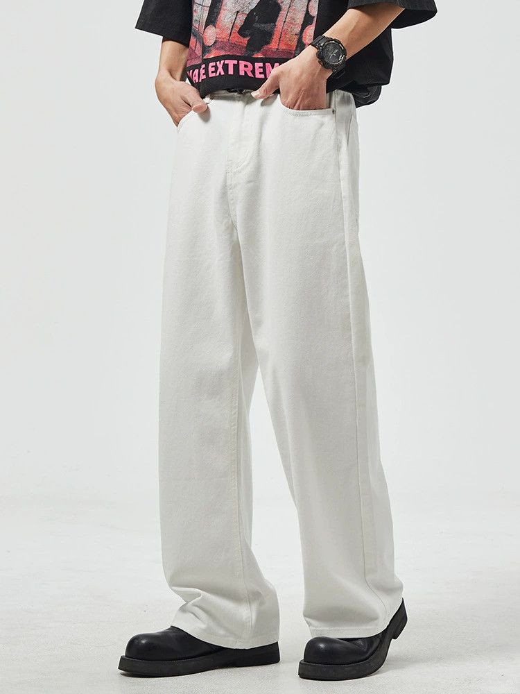 Jean White men's American high street retro straight loose jeans Size US 32 / EU 48 - 1 Thumbnail