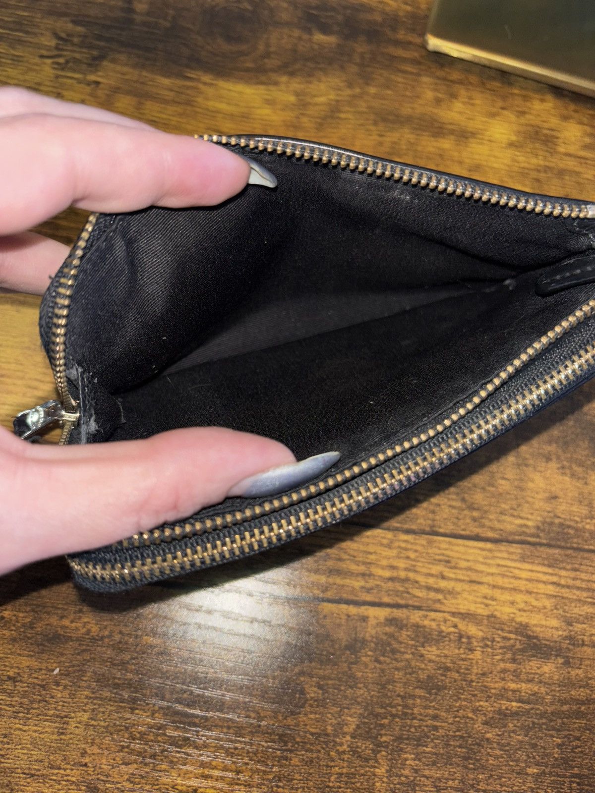 Coach Coach Black Leather Double Zip Wristlet Size ONE SIZE - 8 Thumbnail