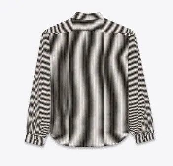 Saint Laurent Paris o1bcso1str0924 Striped Crepe Oversized Shirts in Black/White Size US XXL / EU 58 / 5 - 2 Thumbnail