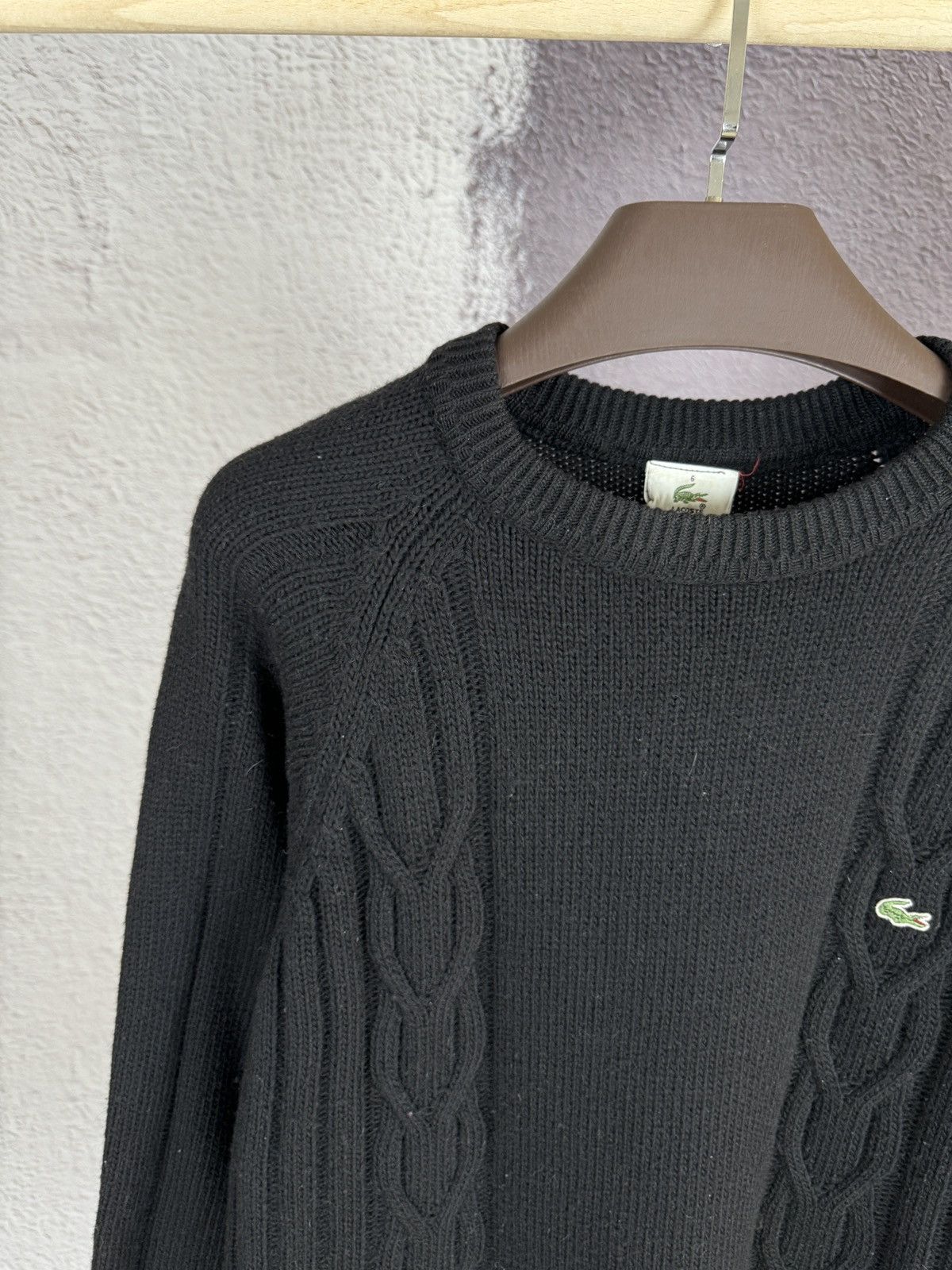 Lacoste Lacoste vintage 90s Black Wool cable knitted sweater Size US XL / EU 56 / 4 - 3 Thumbnail
