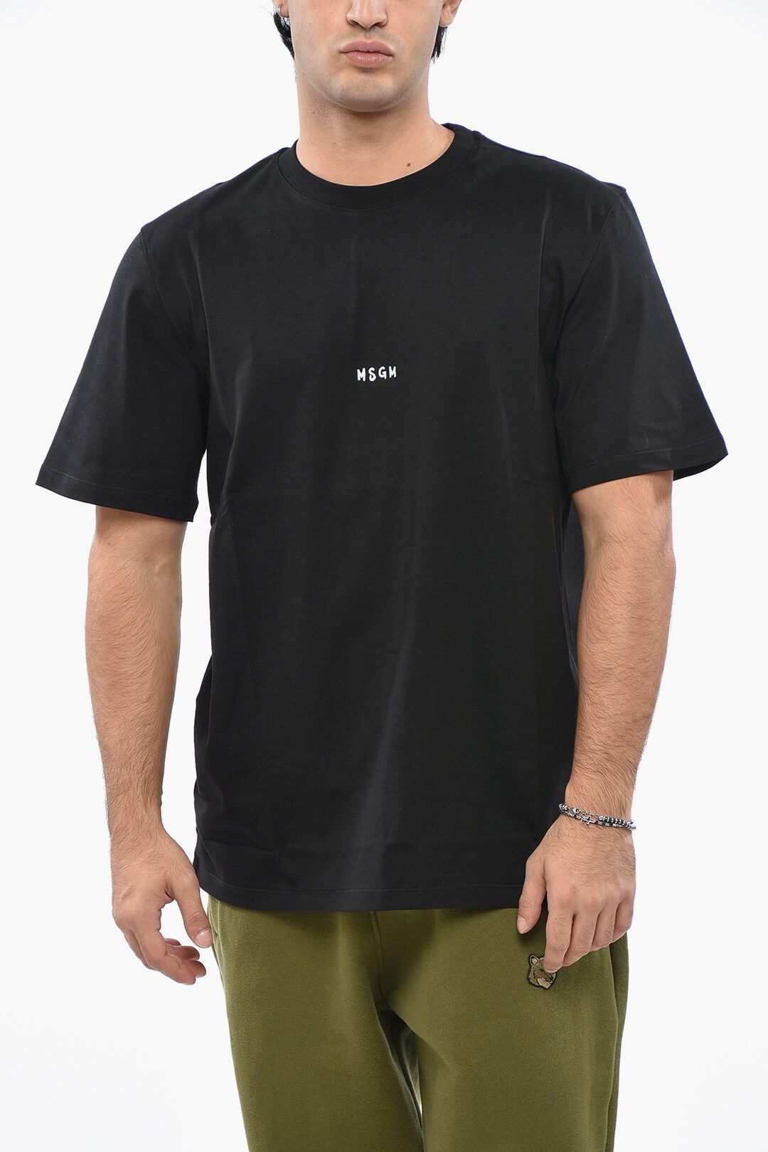 MSGM og1mm1125 Solid Color Crewneck T-Shirt in Black Size US S / EU 44-46 / 1 - 1 Thumbnail