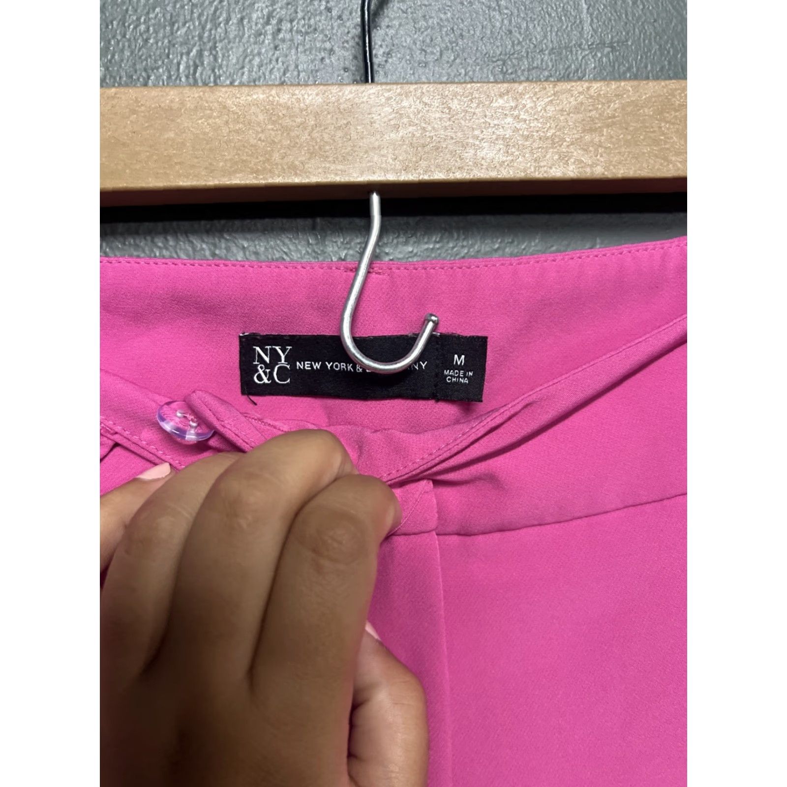 Vintage NY&Co Pants Womens Wide-Leg Medium Pink Cotton Chino Casual Size 32" / US 10 / IT 46 - 2 Thumbnail