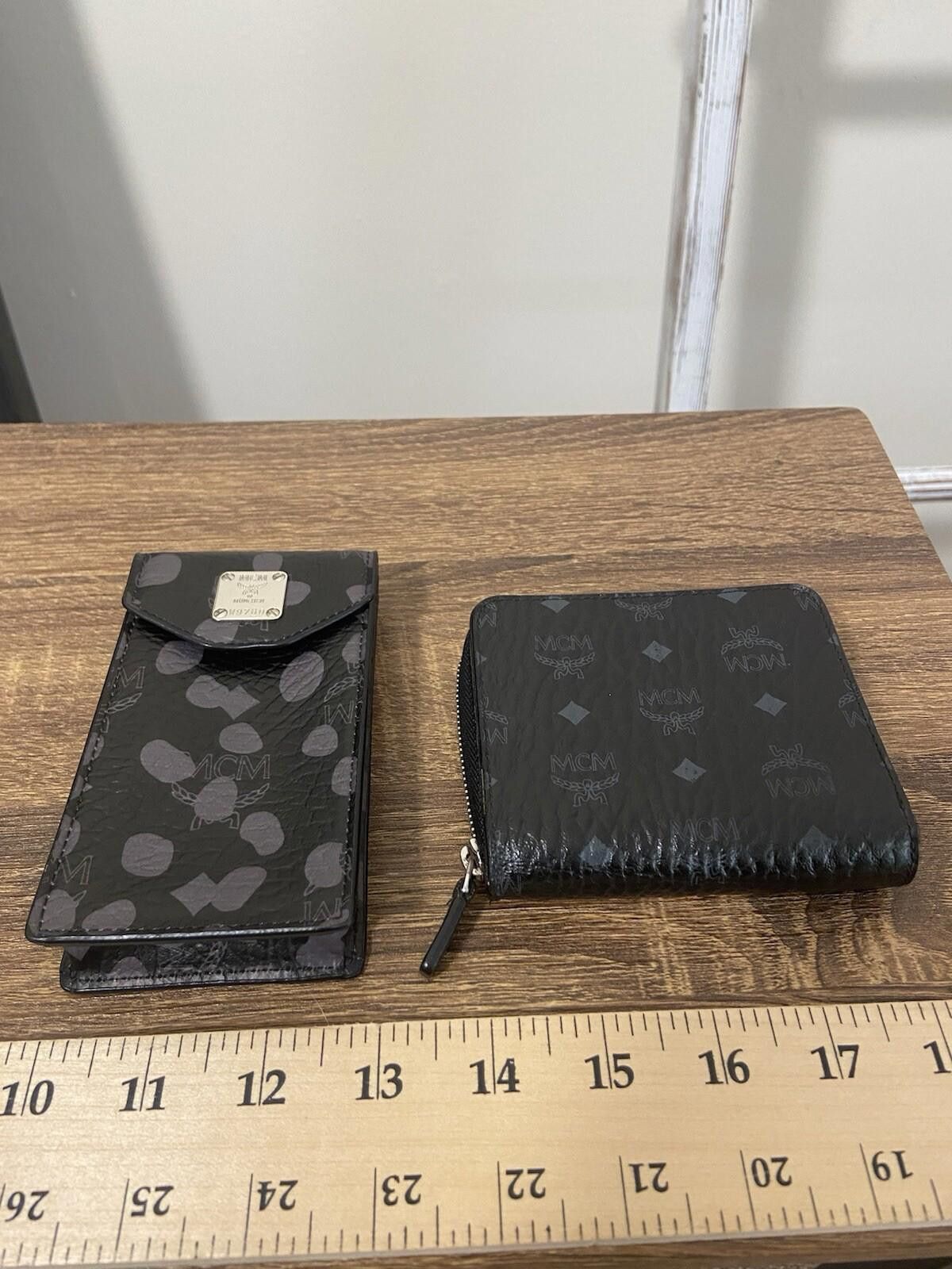 MCM MCM Visetos Black Leather Cigarette Case + Zipper Wallet Set Size ONE SIZE - 1 Thumbnail