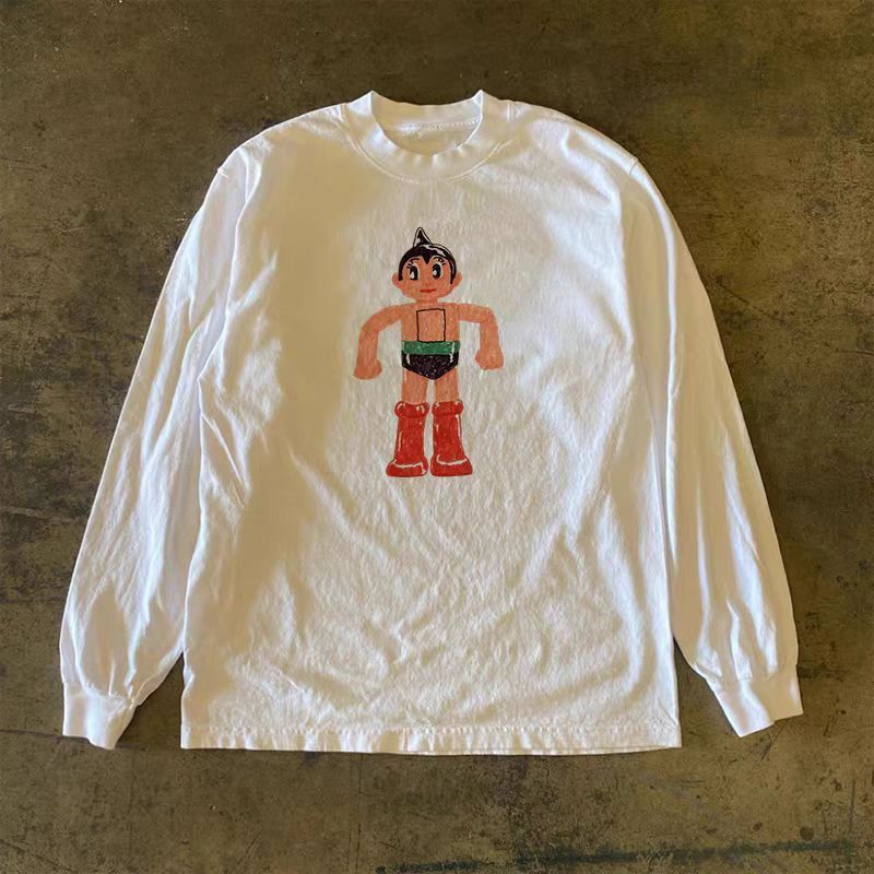 Vintage White retro cartoon Astro Boy print long-sleeved t-shirt Size US M / EU 48-50 / 2 - 1 Thumbnail