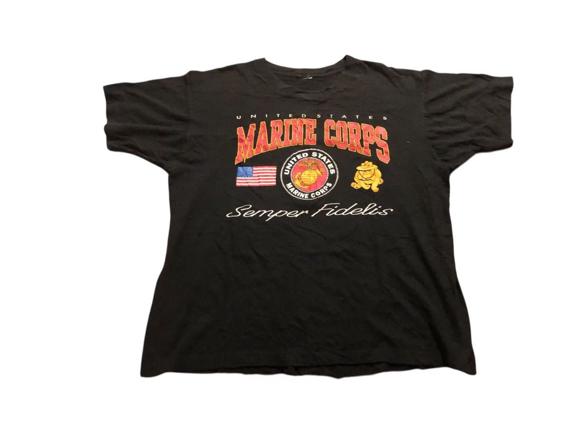 Vintage Vintage 90s United States Marine Corp T Shirt S/L Size US L / EU 52-54 / 3 - 1 Thumbnail