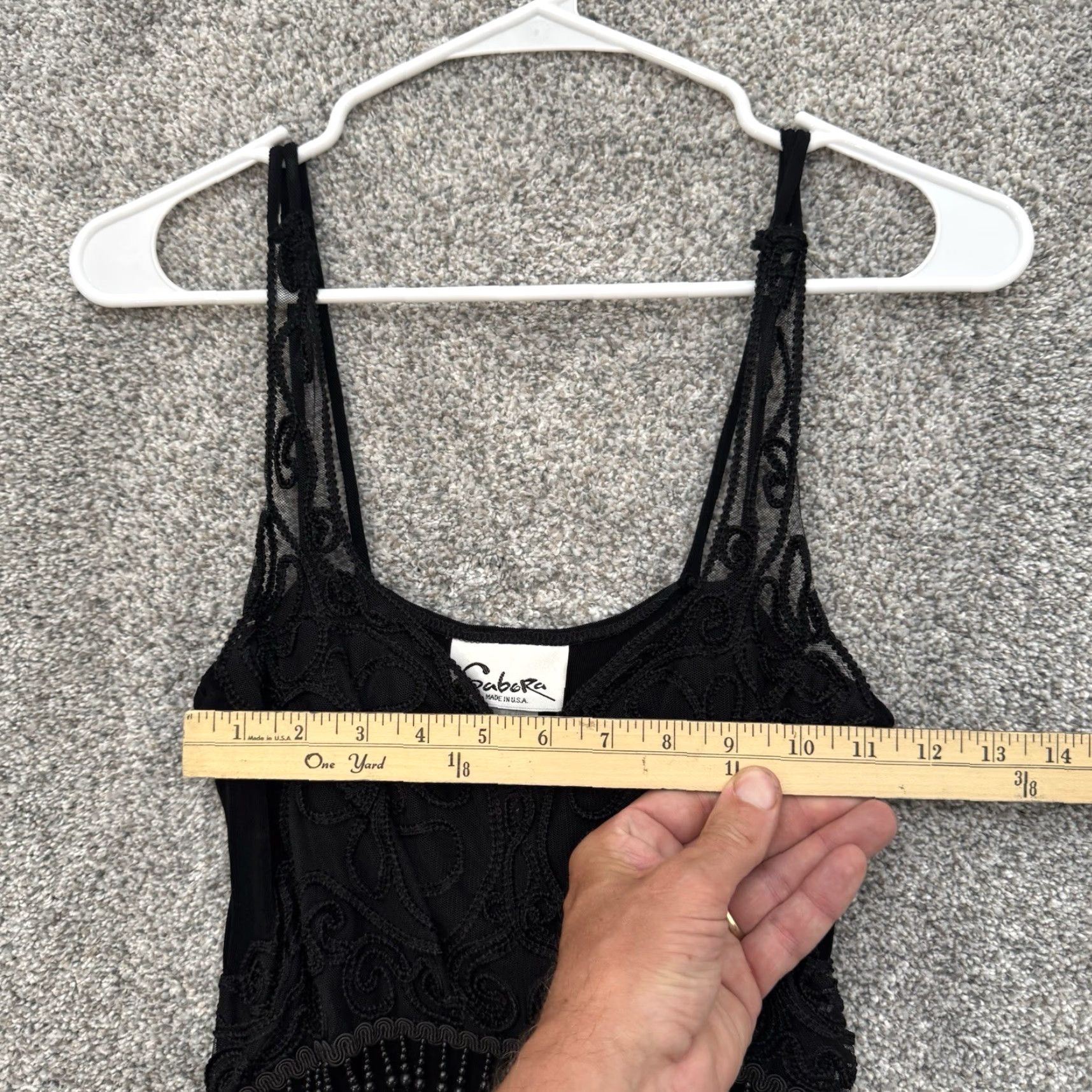 Vintage Vintage Sabora Slip Dress L Black 90s Y2K Beaded Lace Whimsigoth Gothic Glam Cocktail Size L / US 10 / IT 46 - 2 Thumbnail