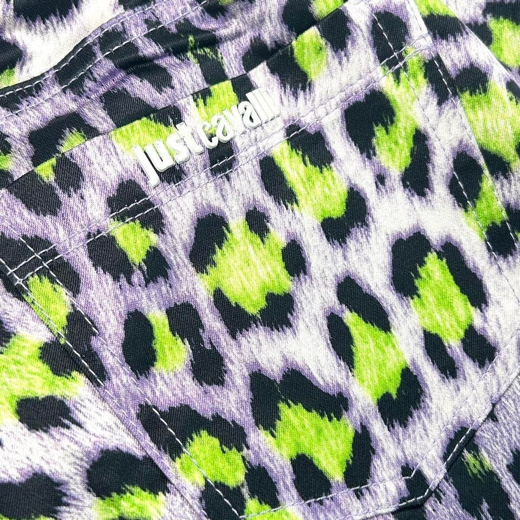 Just Cavalli y2k Cavalli white green and black leopard print jeans Size 31" - 7 Thumbnail