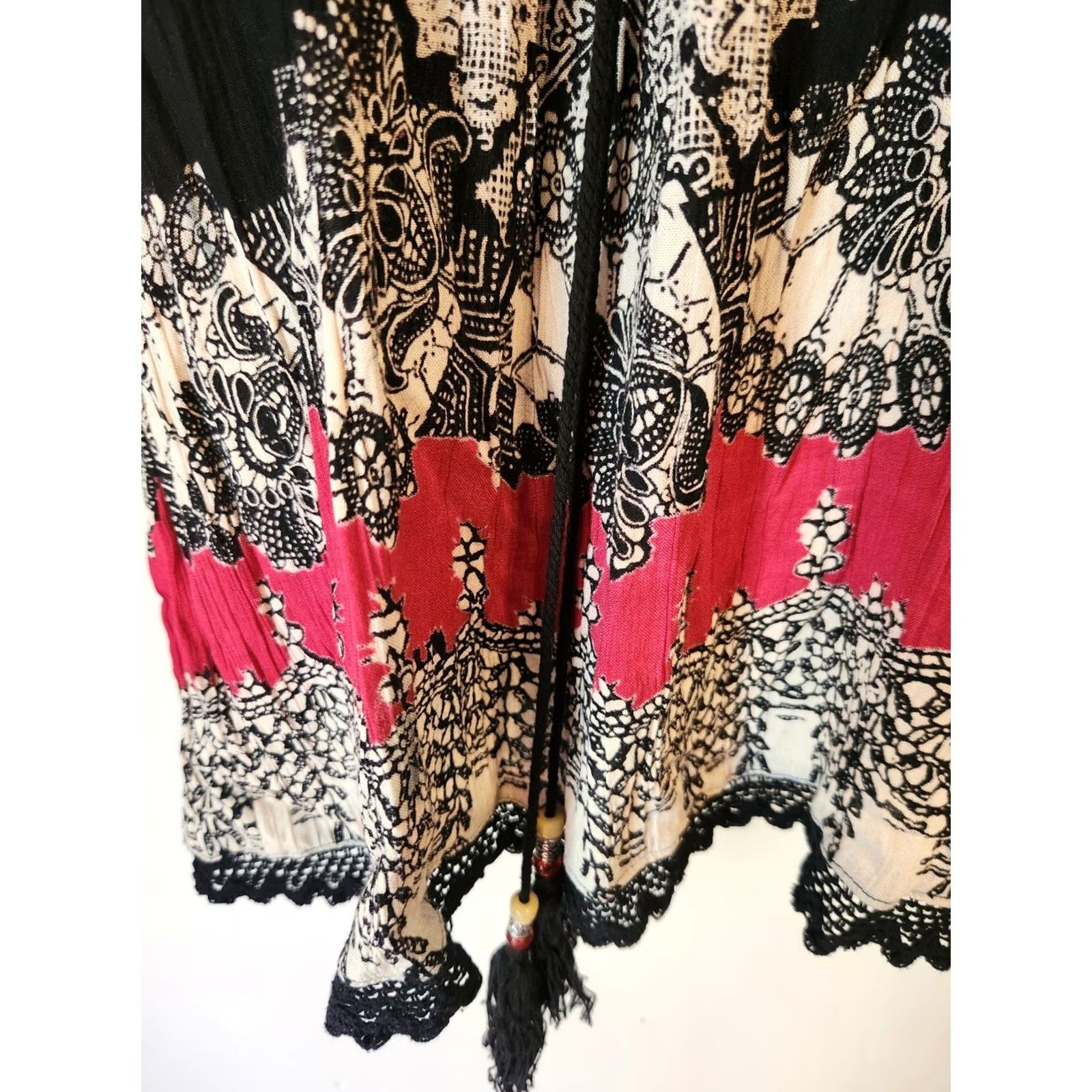 Bell Angie Blouse Shirt Womens S Black Crochet Tassel Bell Sleeve Hippie Boho Basic 90s Style Casual Party/Cocktail Size S / US 4 / IT 40 - 5 Thumbnail