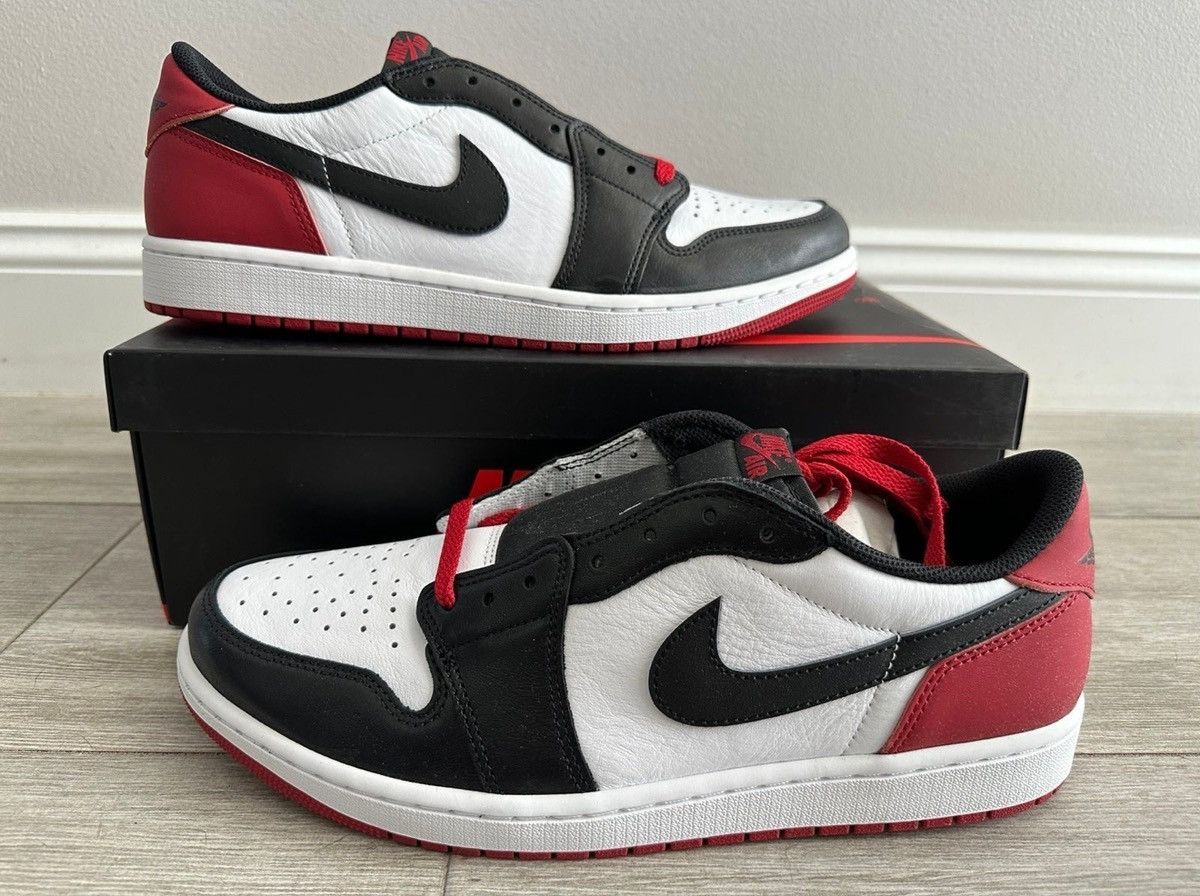 Jordan Brand Jordan 1 Retro Low OG Black Toe White Black Varsity Red 12 Size US 12 / EU 45 - 1 Thumbnail