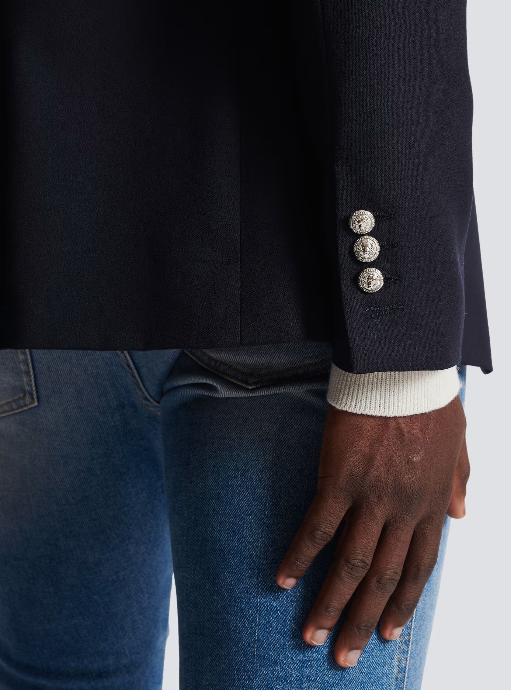Balmain o1s1wg110125 6-Button Wool Jacket in Navy Blue Size US M / EU 48-50 / 2 - 8 Thumbnail