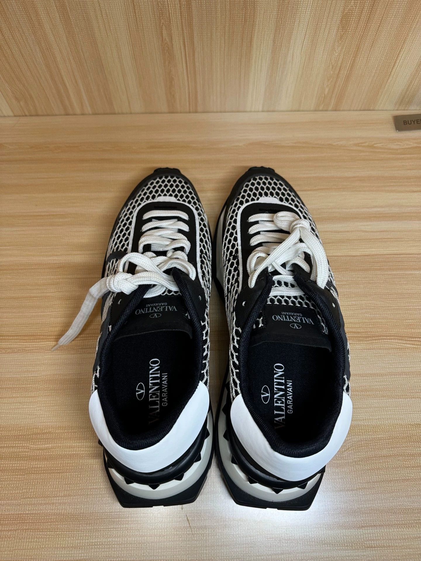 Valentino VALENTINO Double Mesh Black & White 41 Rivet Thick Trainer Size US 8 / EU 41 - 9 Thumbnail