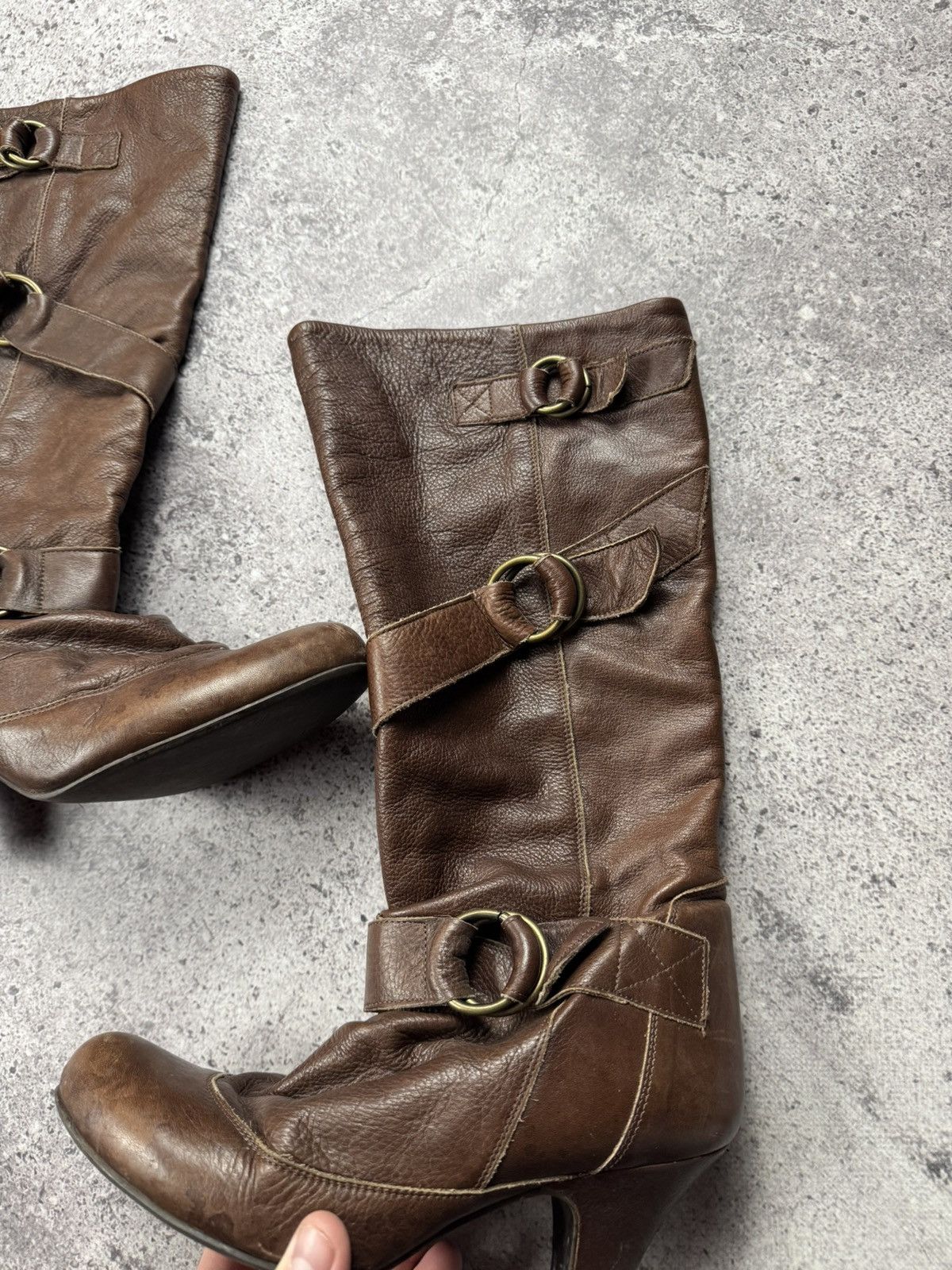 If Six Was Nine Vintage Italian AS98 Heel Leather Biker Boots In Brown Size US 7 / IT 37 - 12 Thumbnail